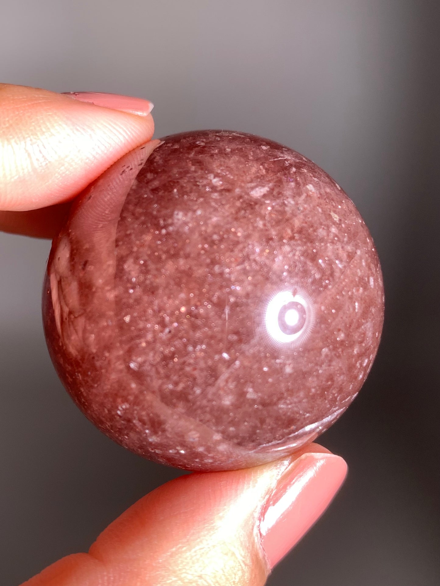 Glittery Strawberry Quartz Sphere