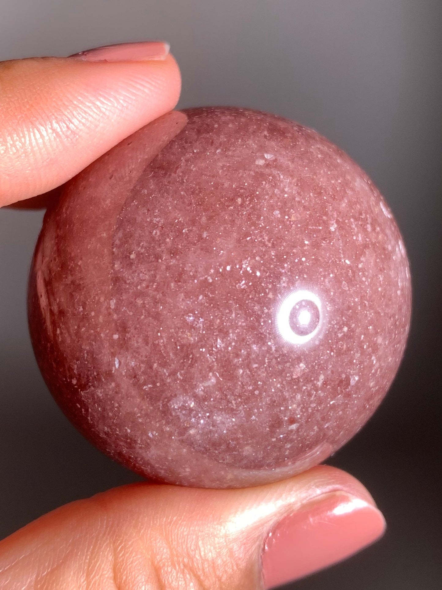 Glittery Strawberry Quartz Sphere
