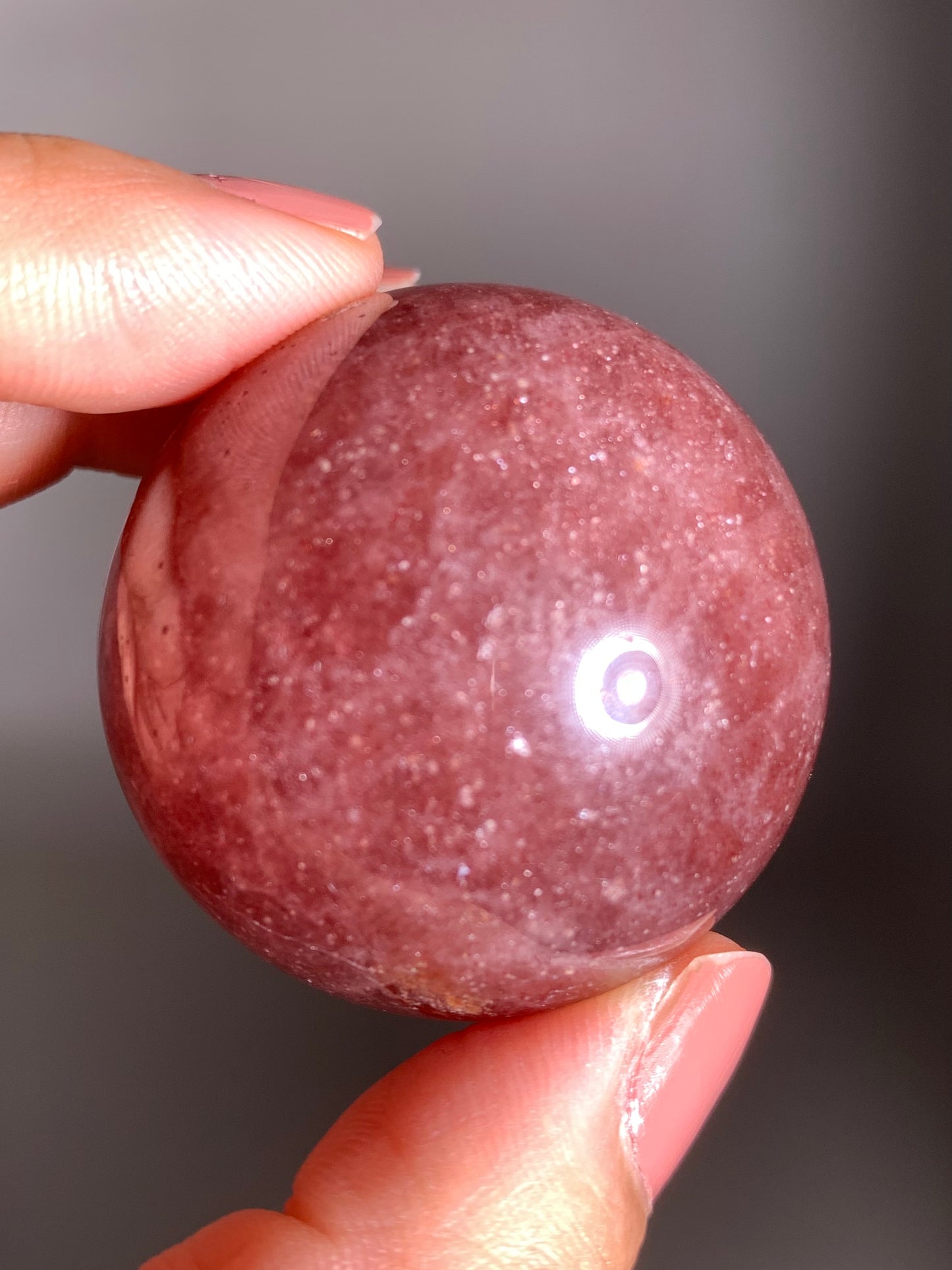 Glittery Strawberry Quartz Sphere