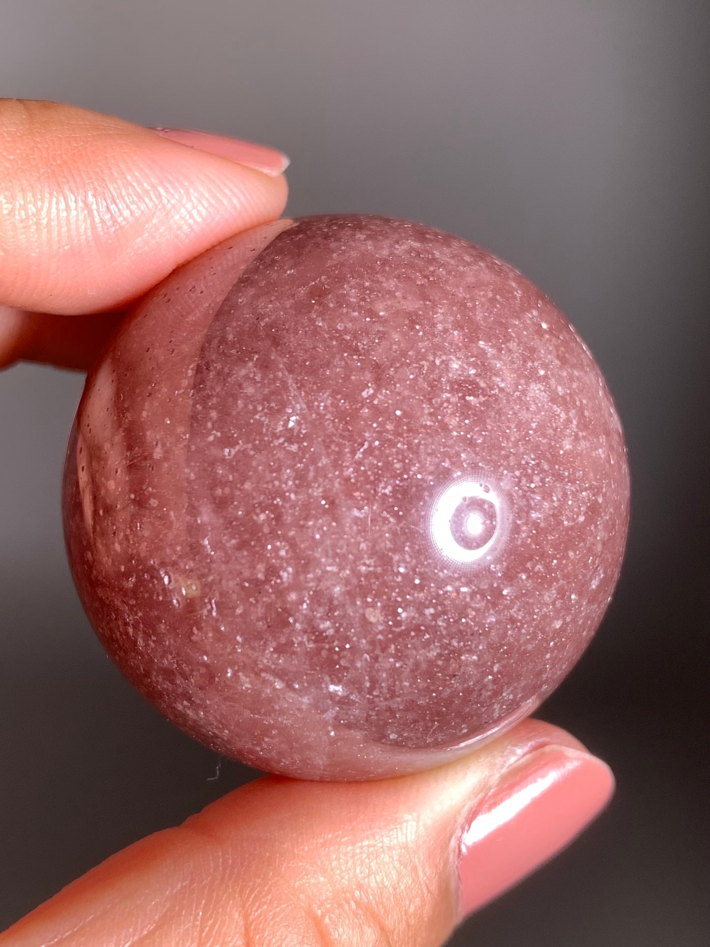 Glittery Strawberry Quartz Sphere