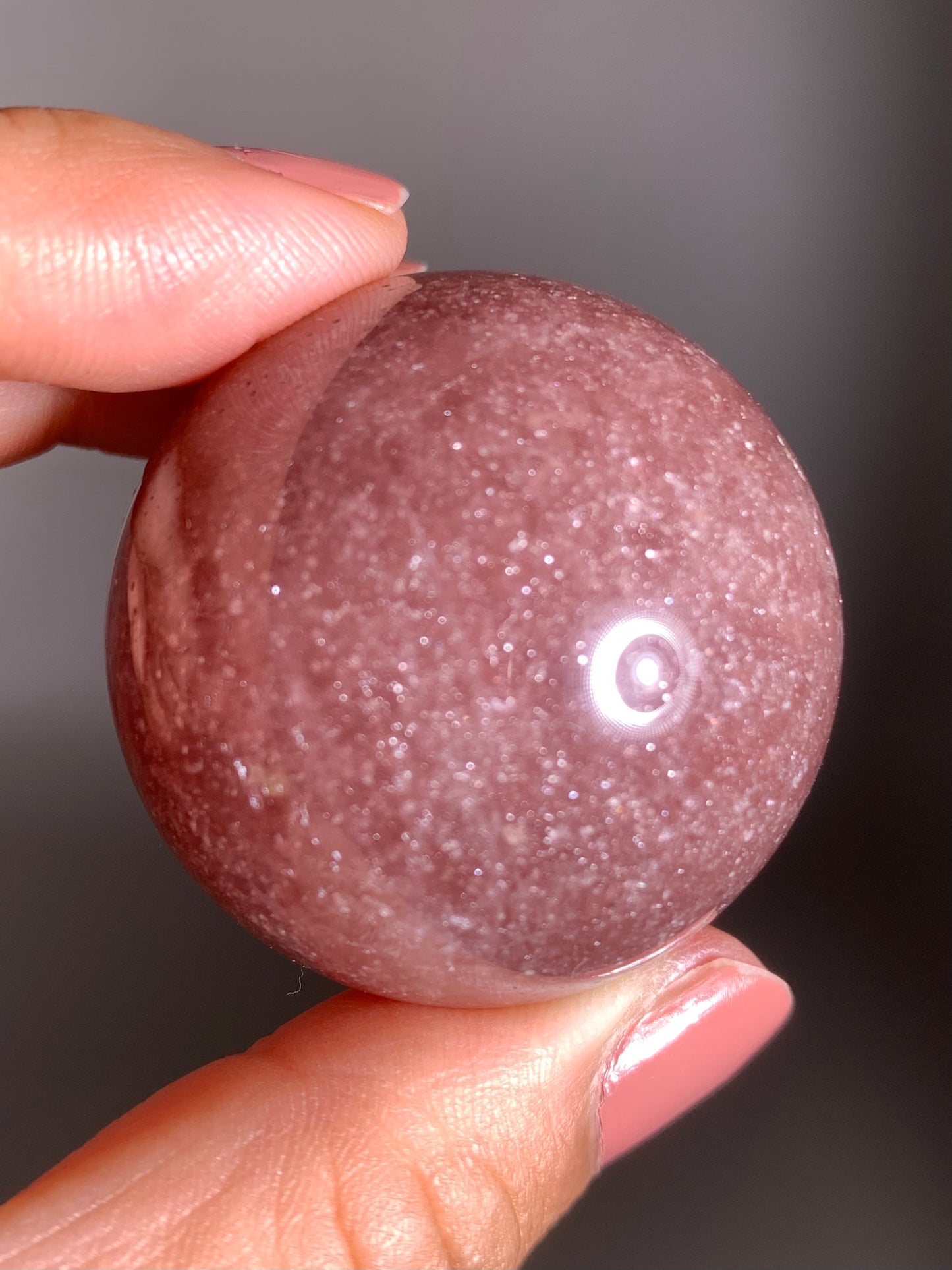 Glittery Strawberry Quartz Sphere