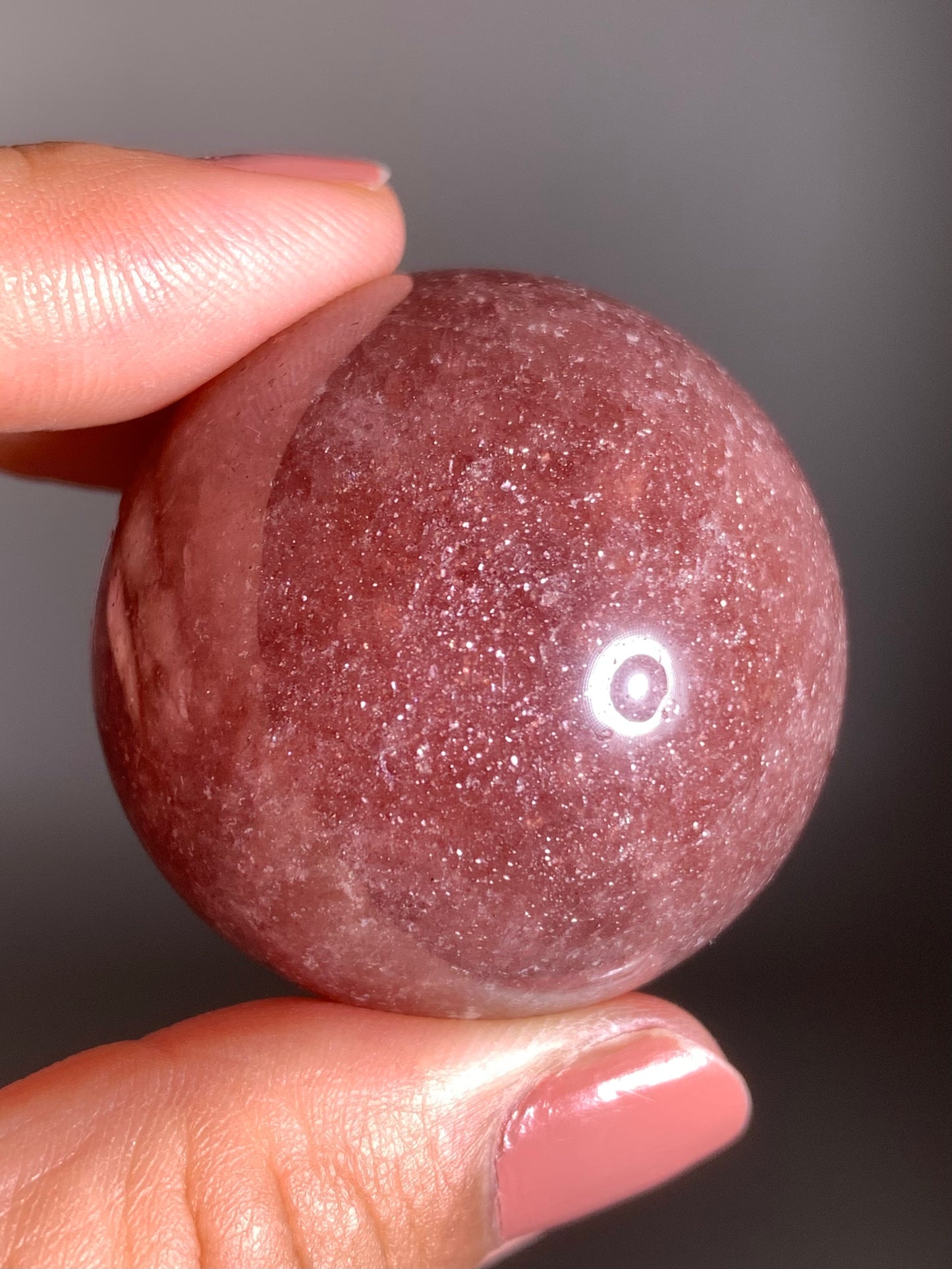 Glittery Strawberry Quartz Sphere