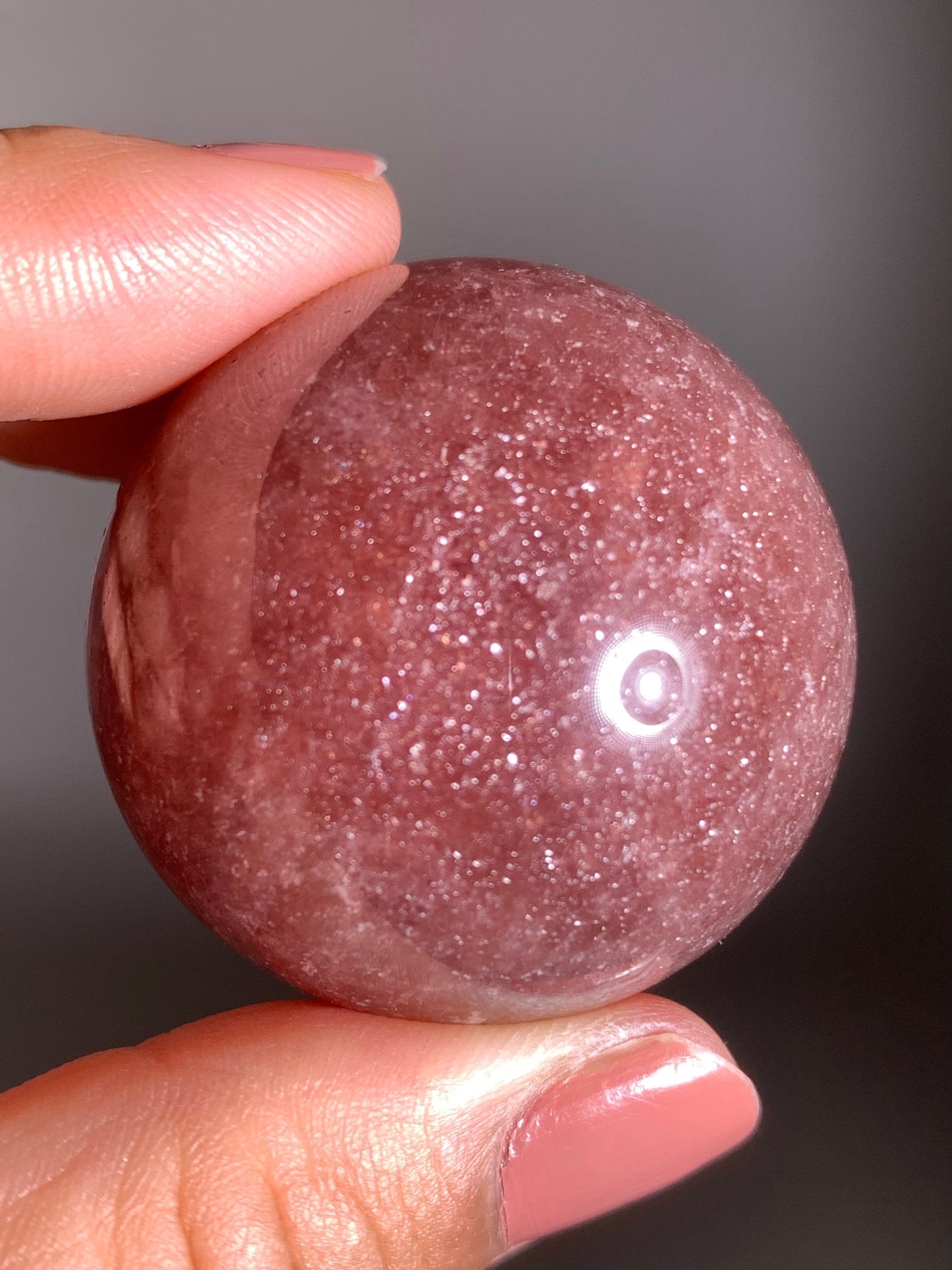 Glittery Strawberry Quartz Sphere