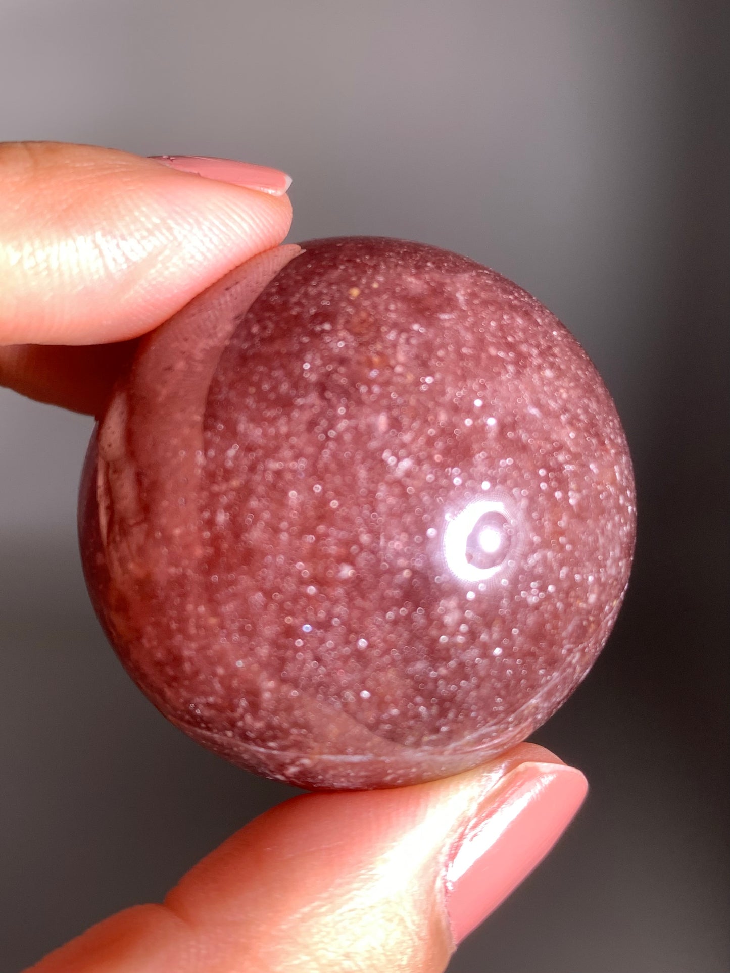 Glittery Strawberry Quartz Sphere