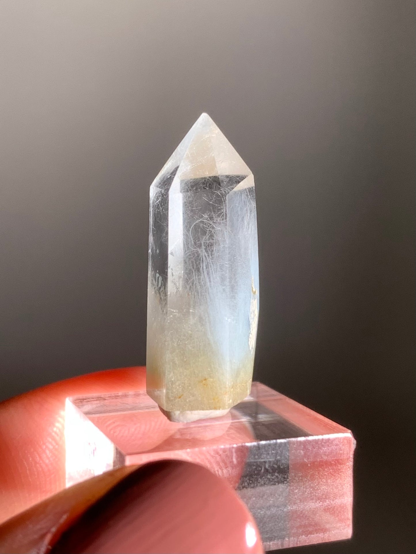 Blue & Yellow Amphibole Quartz Polished Tower