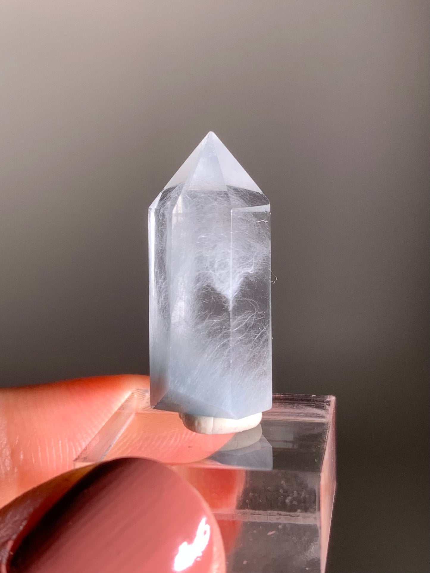 Blue Amphibole Quartz Polished Tower