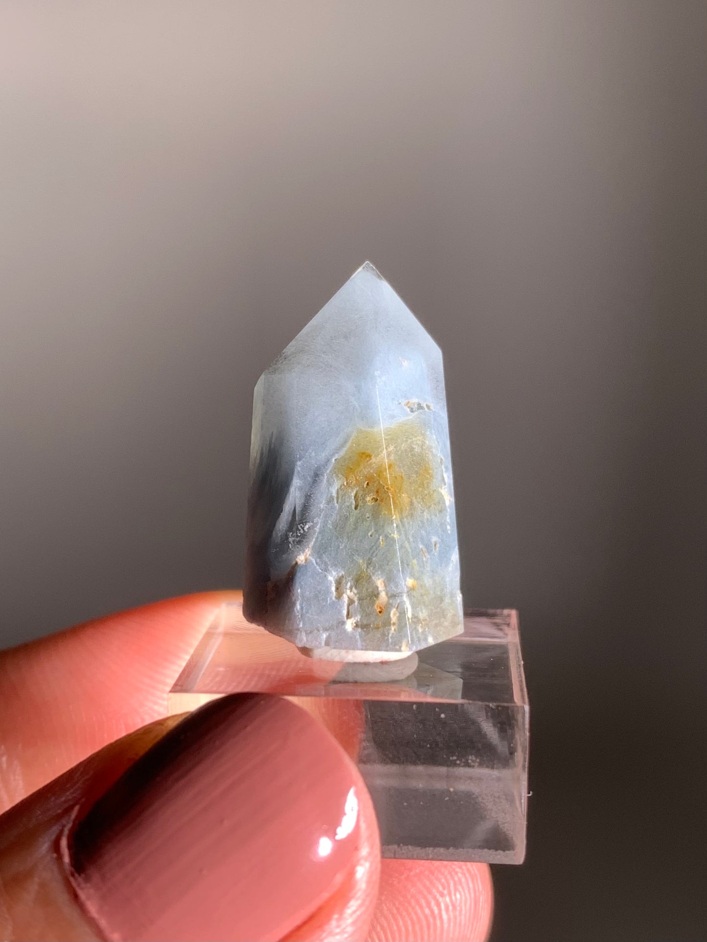 Blue & Yellow Amphibole Quartz Polished Tower