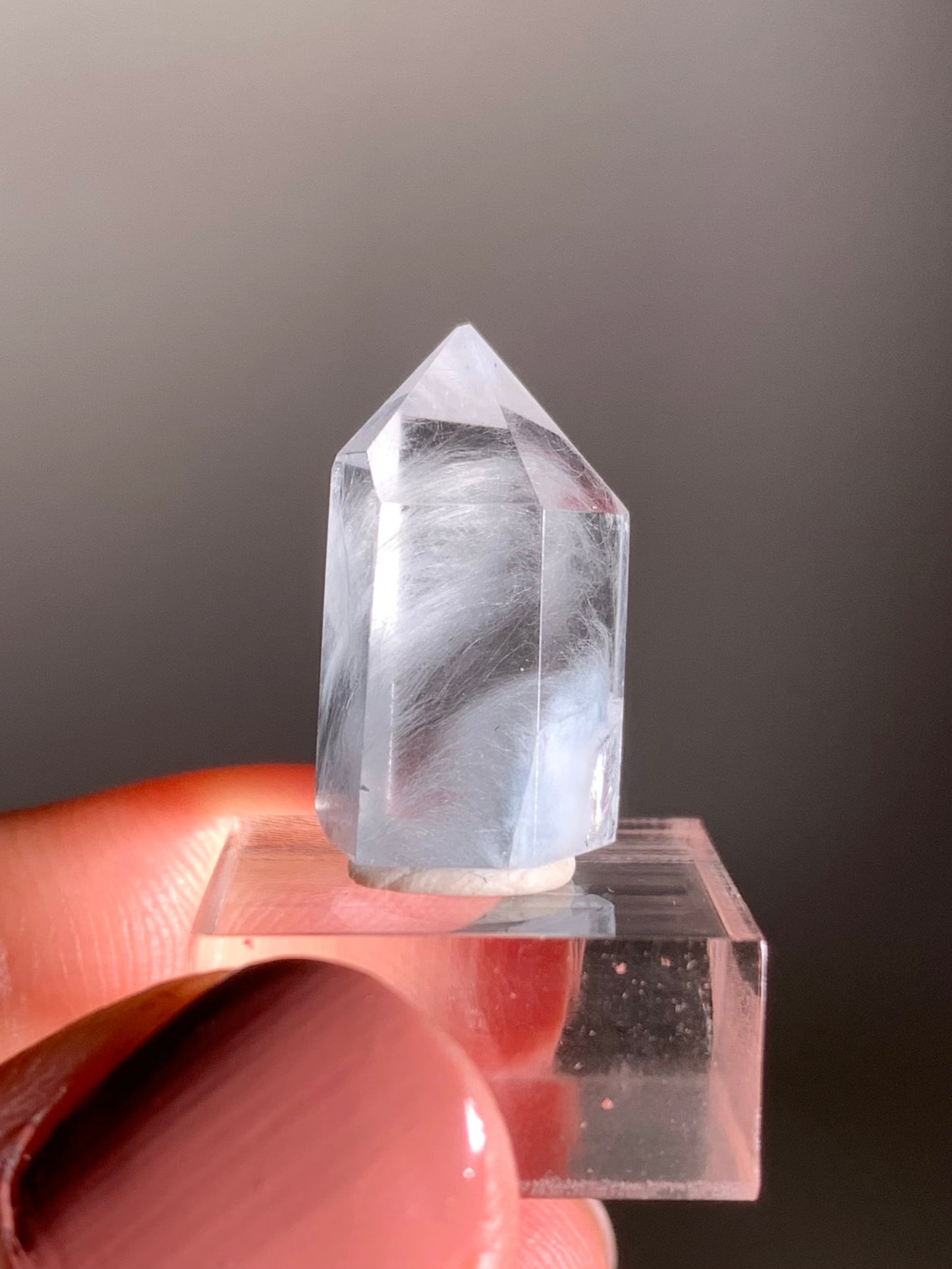 Blue Amphibole Quartz Polished Tower
