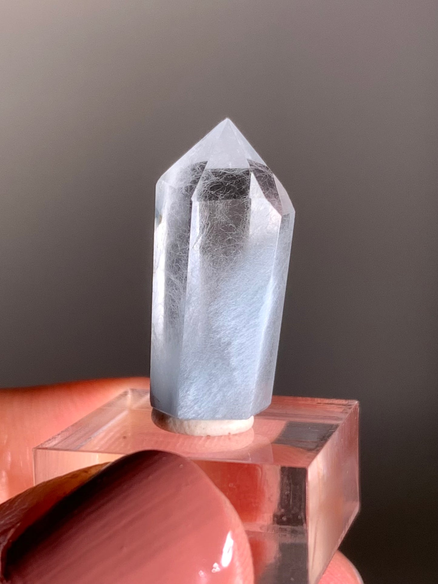 Blue Amphibole Quartz Polished Tower