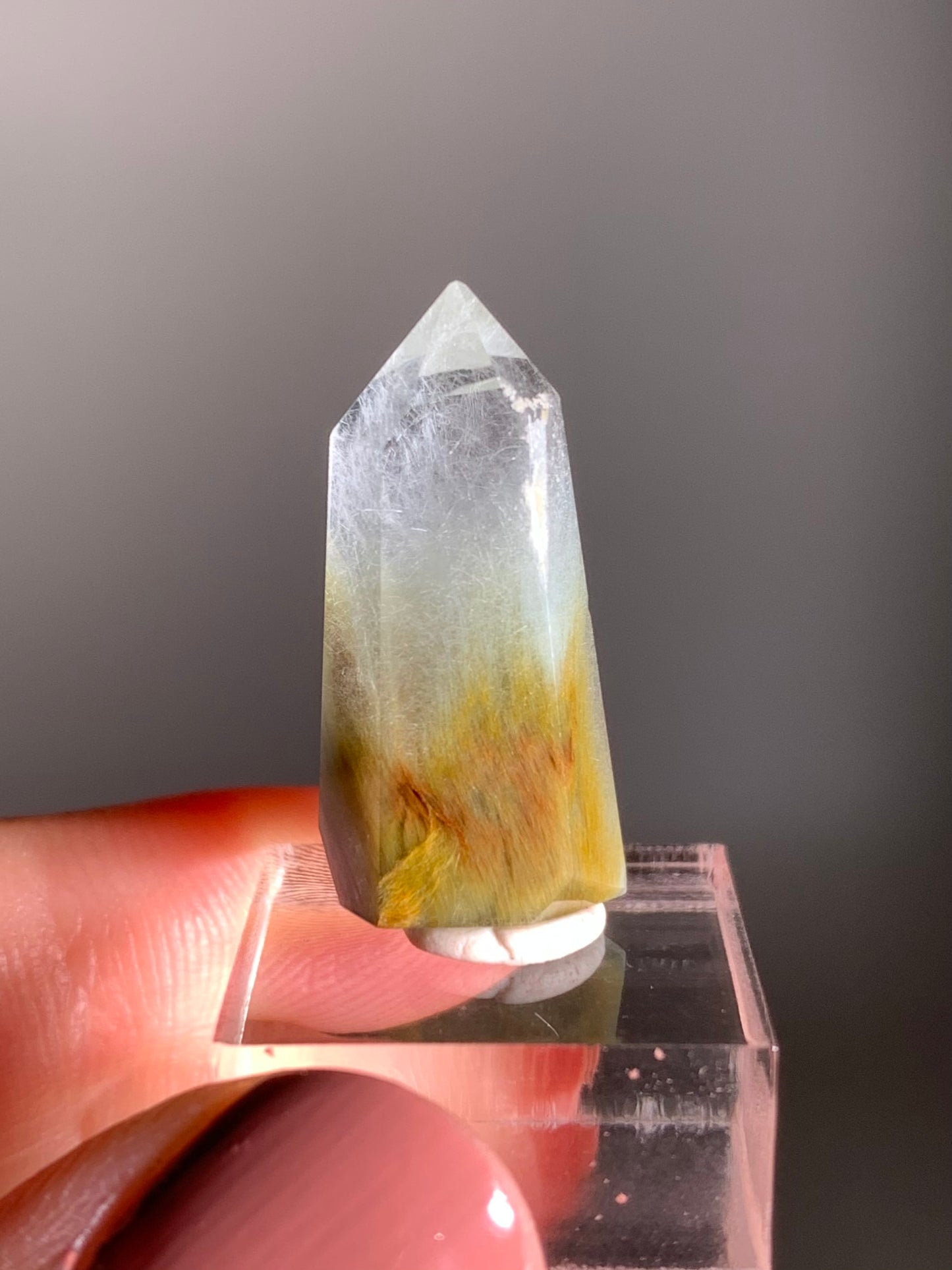 Blue & Yellow Amphibole Quartz Polished Tower