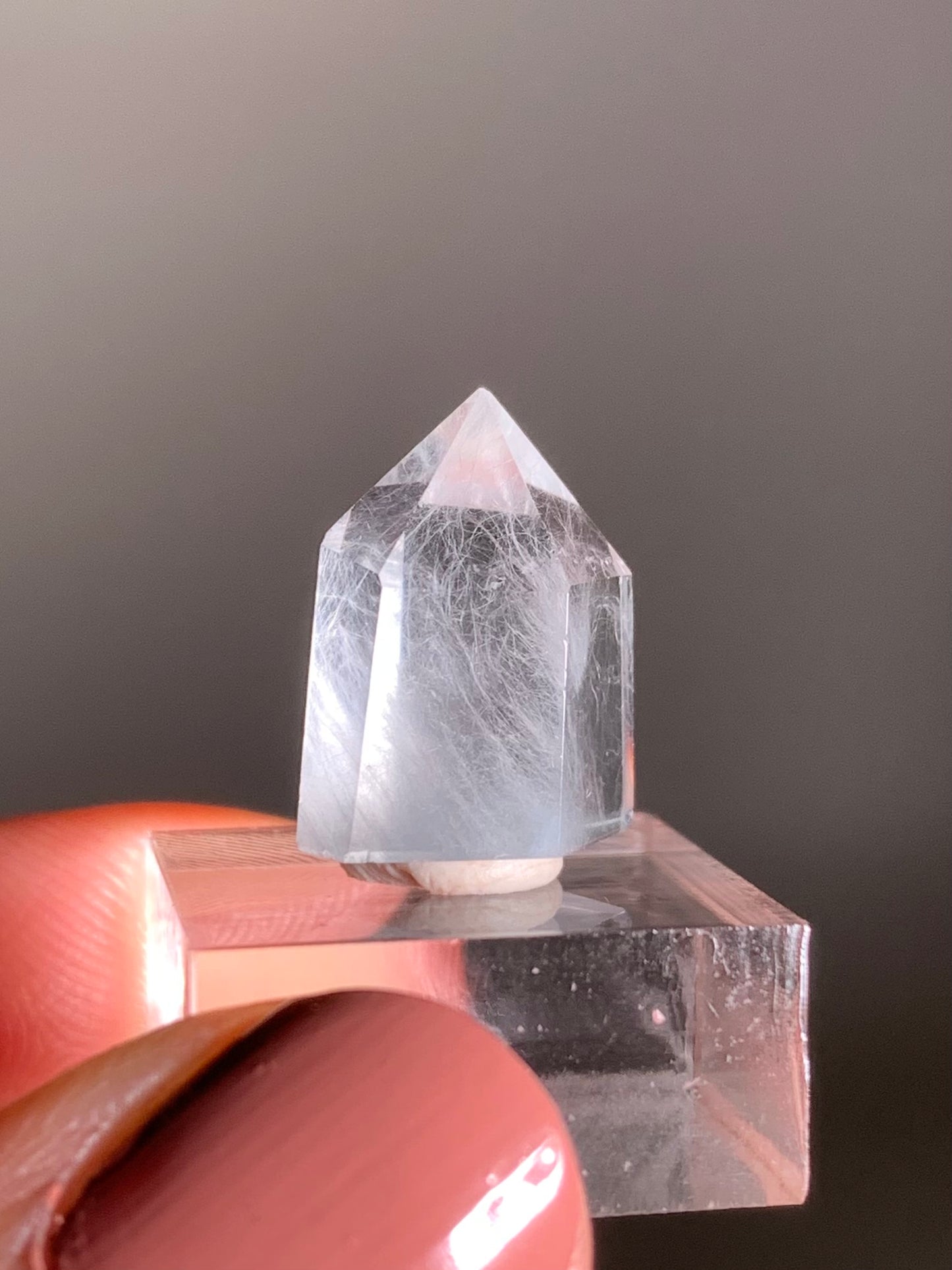 Blue Amphibole Quartz Polished Tower