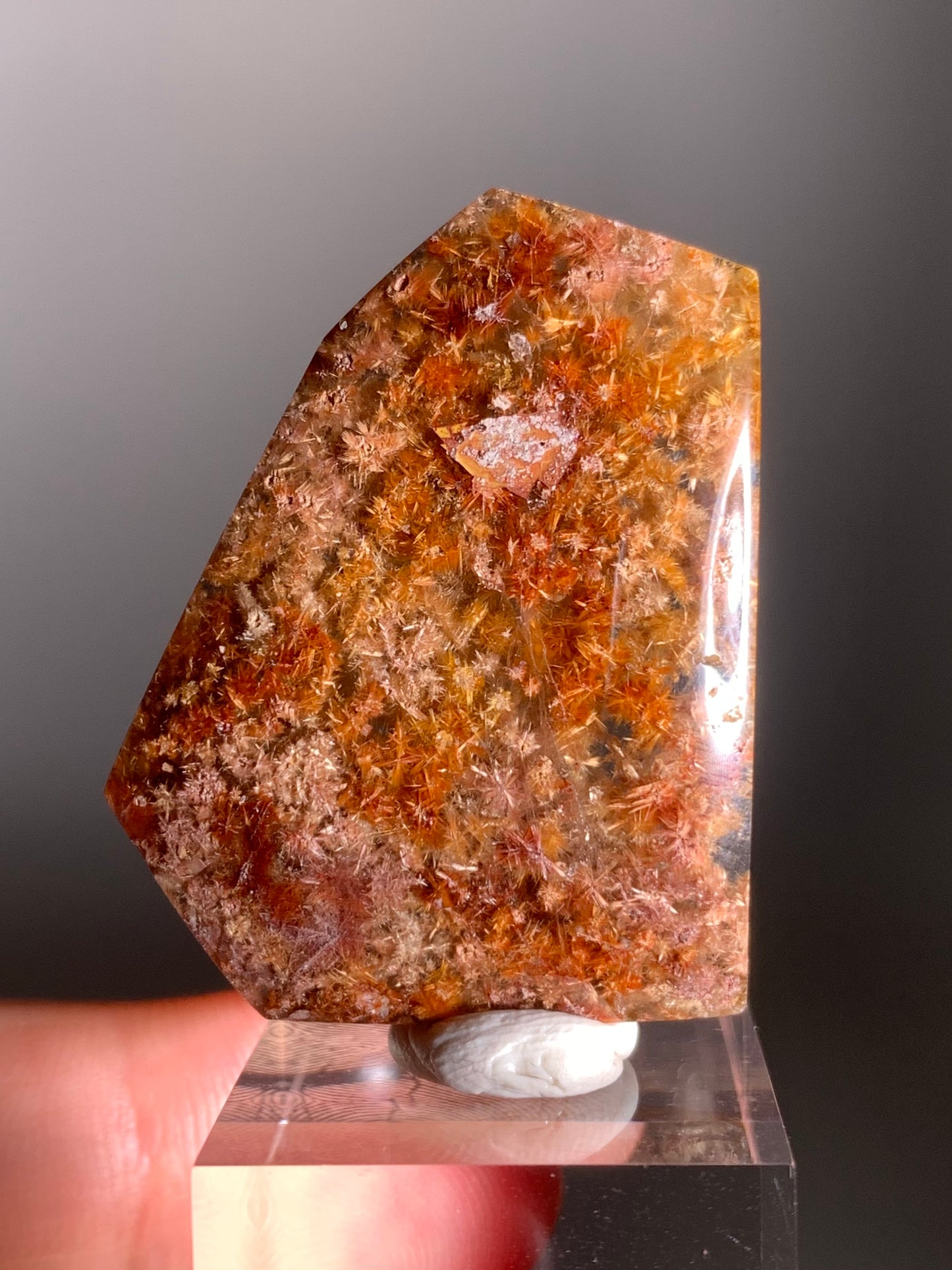 Rare Red Copper & Gold & Pink Flower Rutile Quartz Polished Freeform