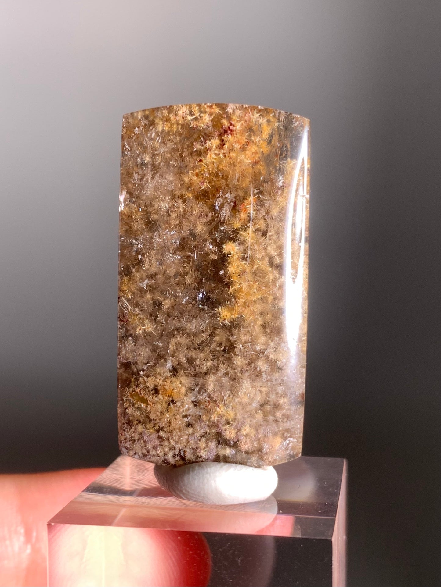 Rare, Richly Packed Gold & Silver Flower Rutile with Purple Lodolite Quartz Polished Freeform