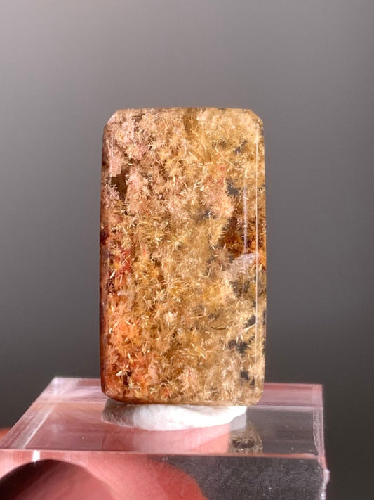 Rare Polished Freeform Quartz with Richly Packed Gold Flower Rutile