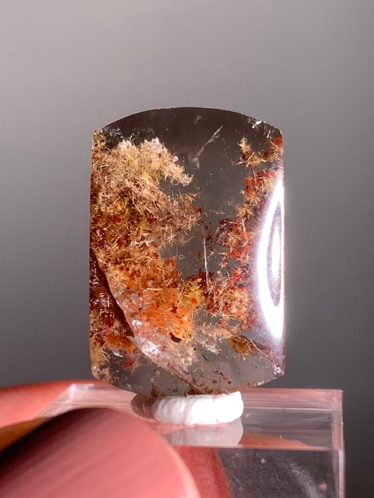 Rare Gold Flower Rutile Quartz with Red & Purple Garden Inclusions – Polished Freeform