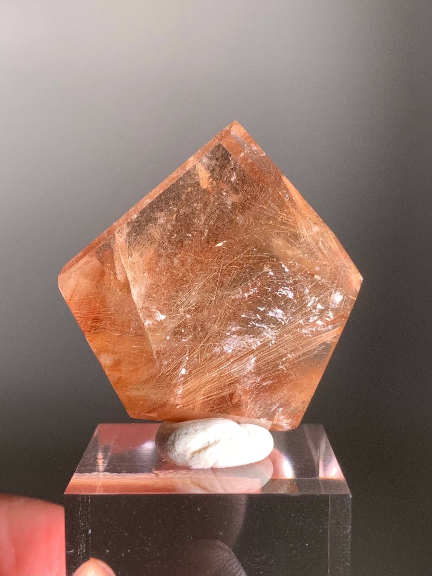 Rare Pink, Peach, and Gold Rutile Quartz Polished Freeform