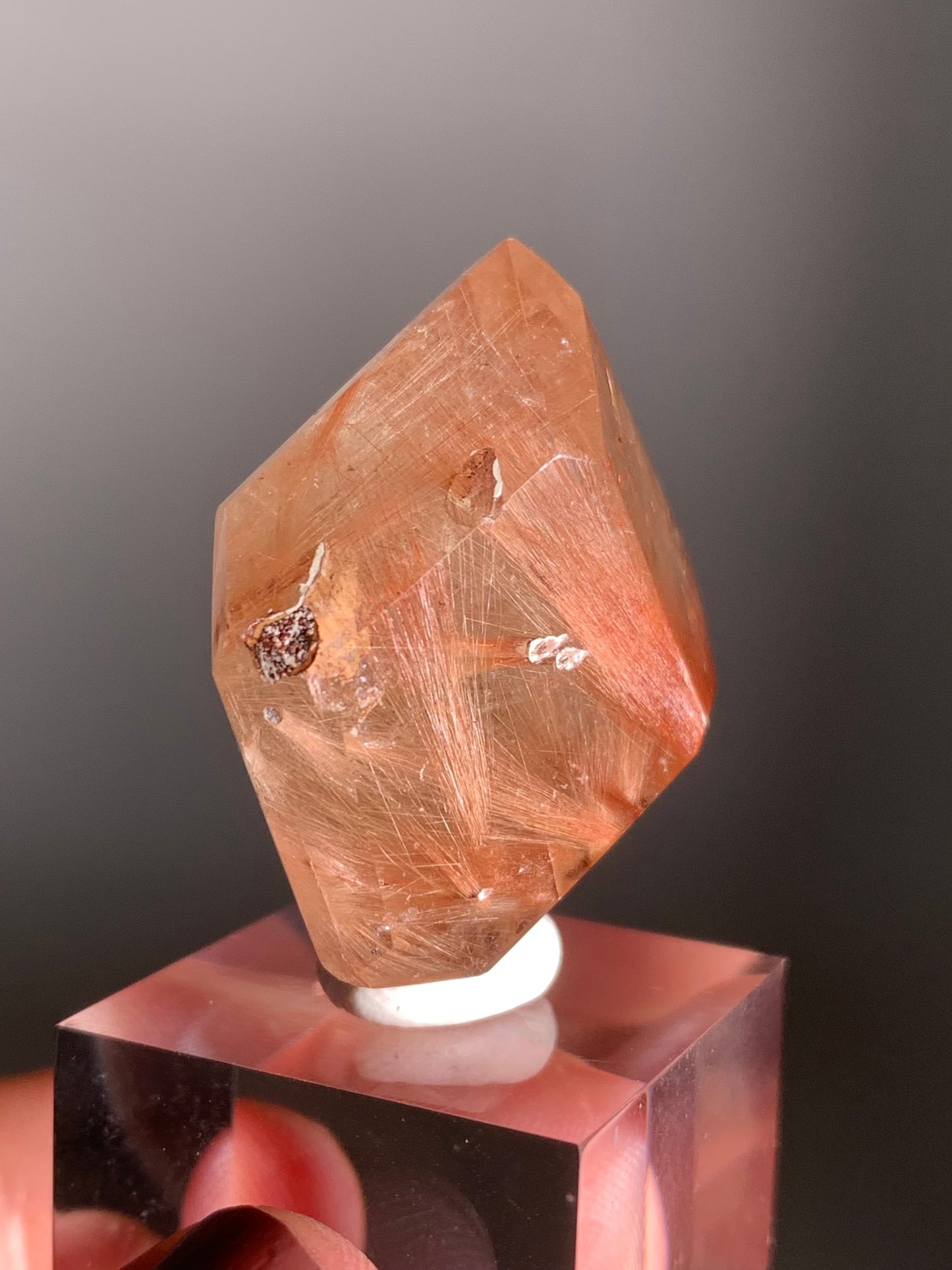 Rare Pink, Peach, and Gold Rutile Quartz Polished Freeform