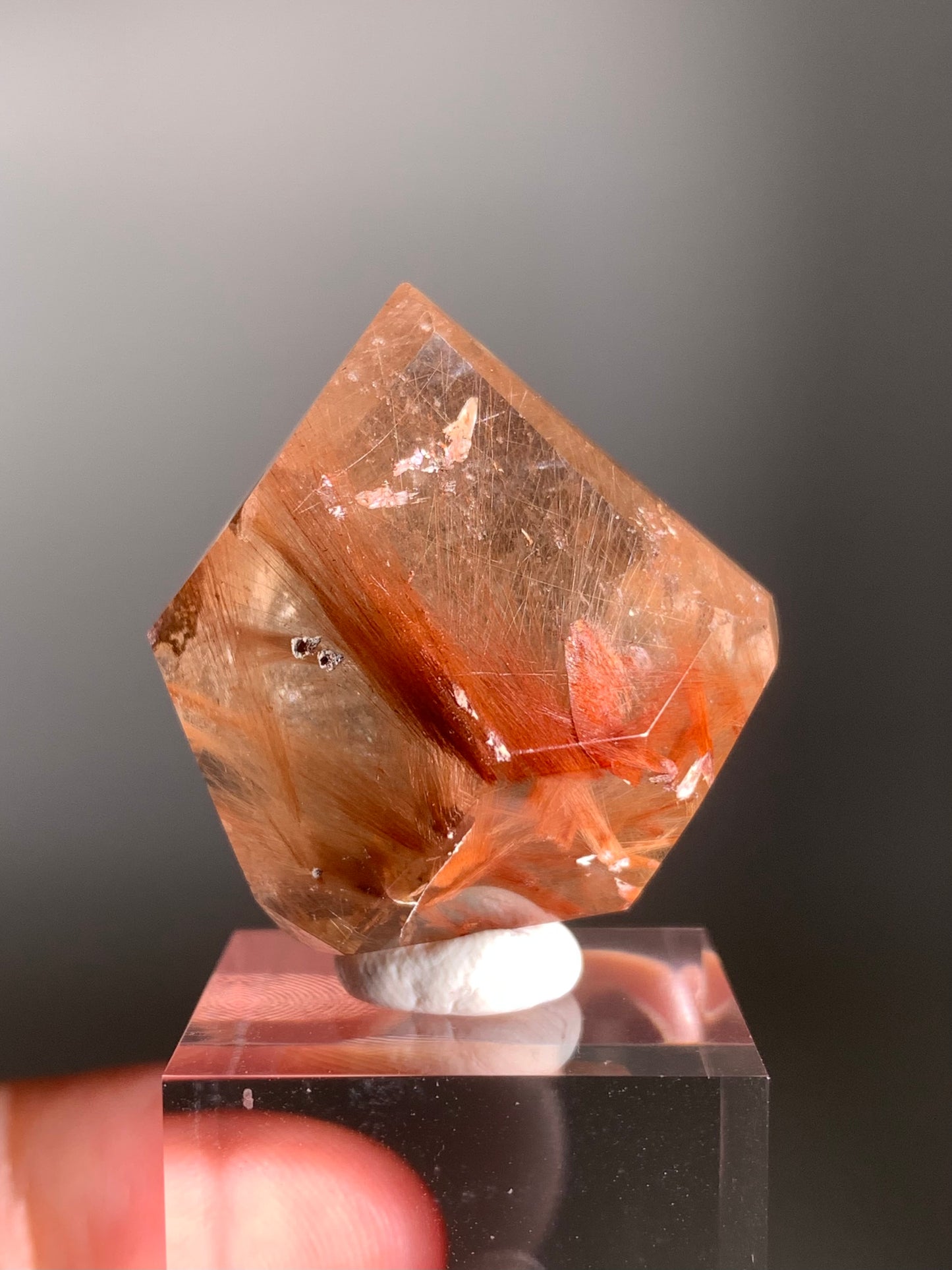 Rare Pink, Peach, and Gold Rutile Quartz Polished Freeform