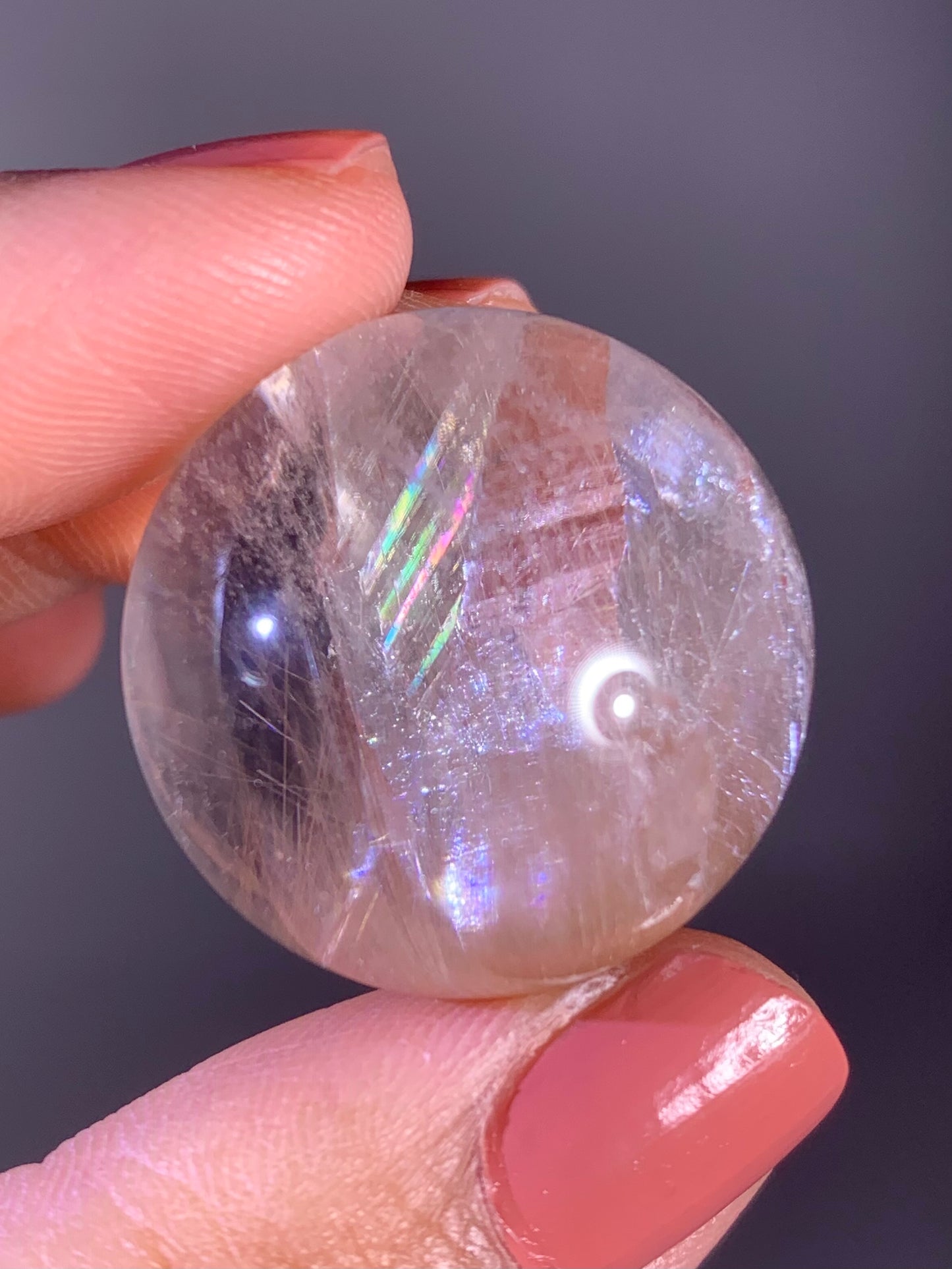 High-Quality Amphibole and Quartz-in-Quartz with Rainbow Sphere from Brazil