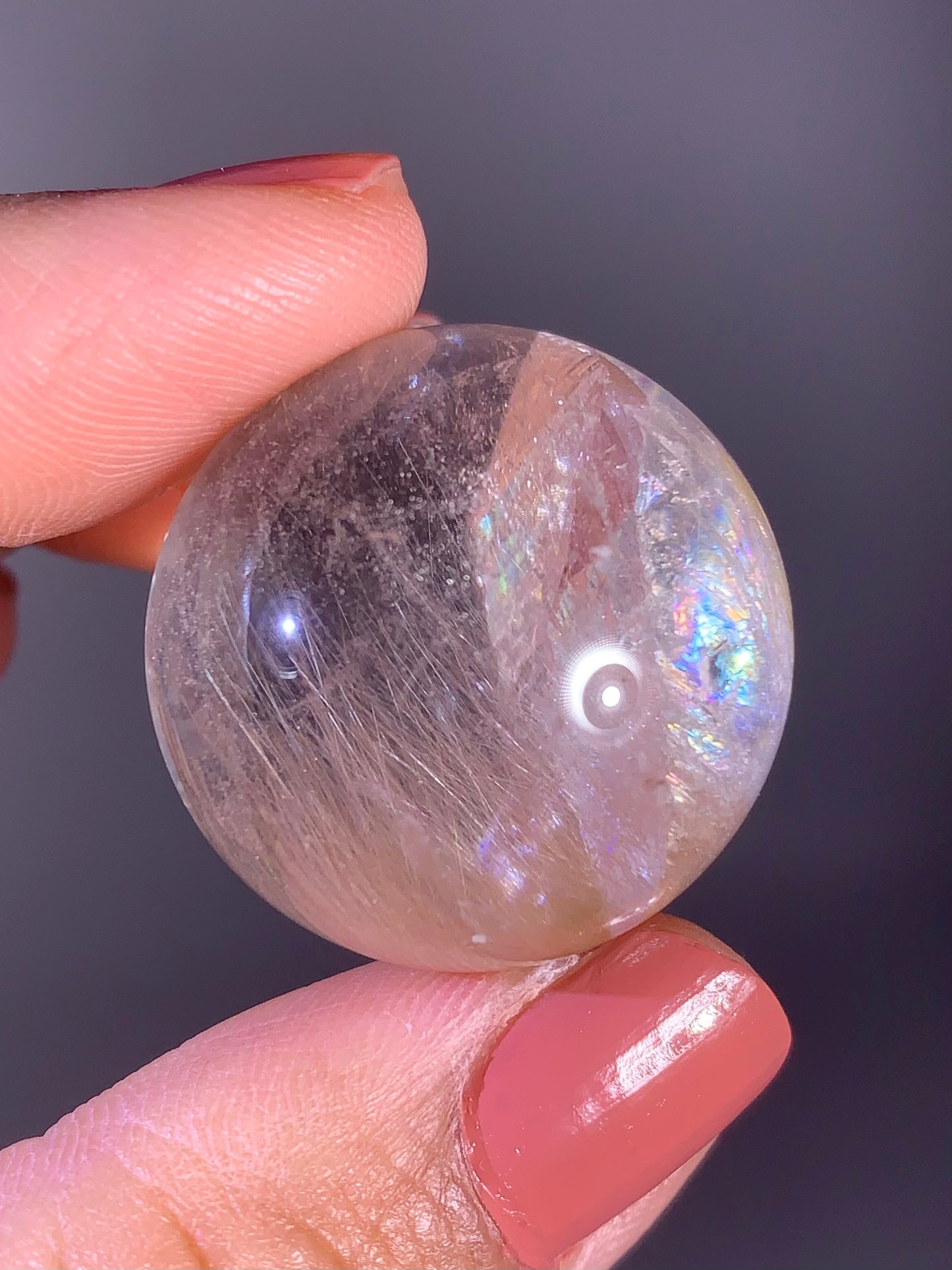 High-Quality Amphibole and Quartz-in-Quartz with Rainbow Sphere from Brazil