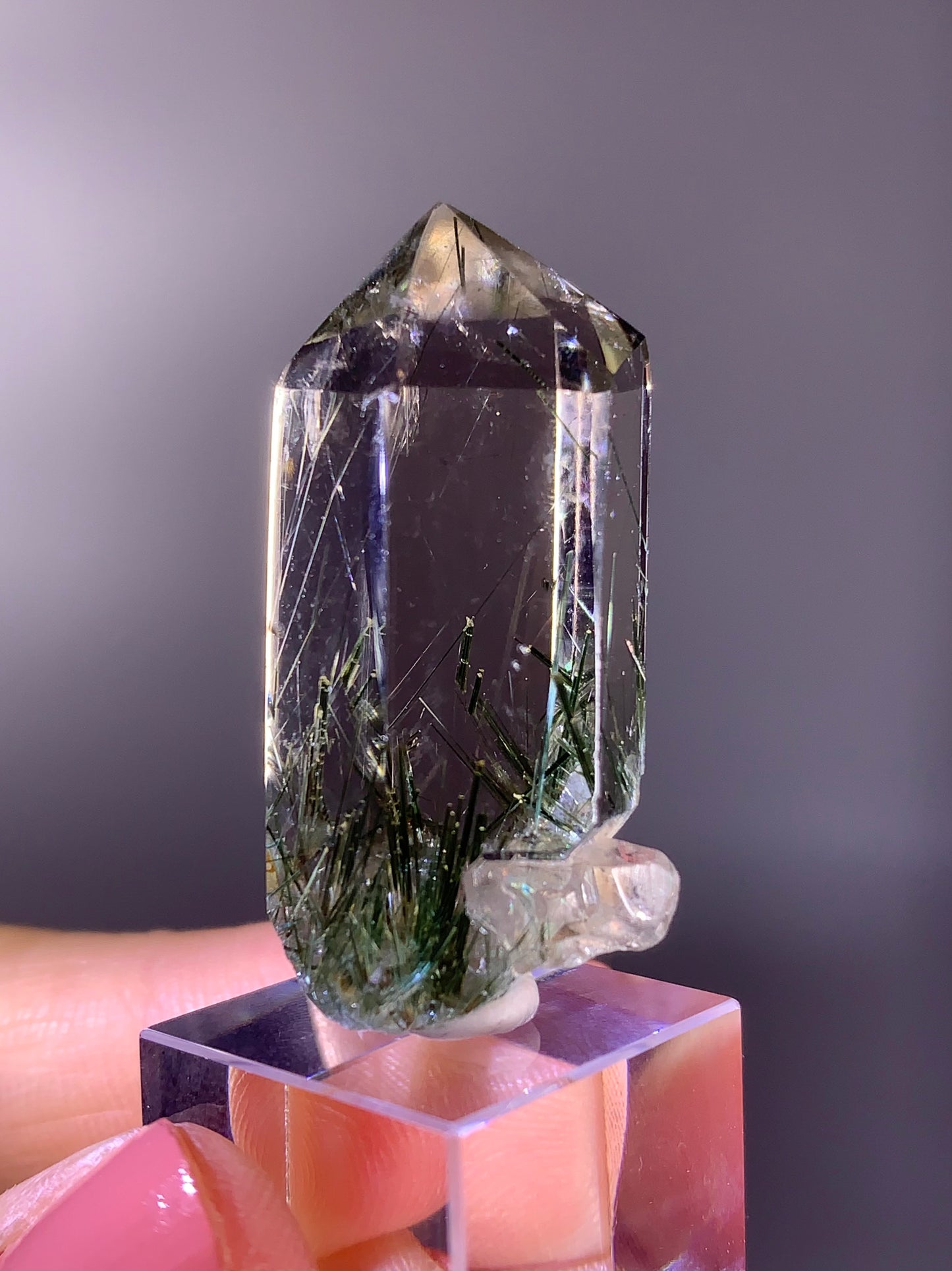 High-Quality Green Rutile Polished Point Cluster Specimen – Brazil
