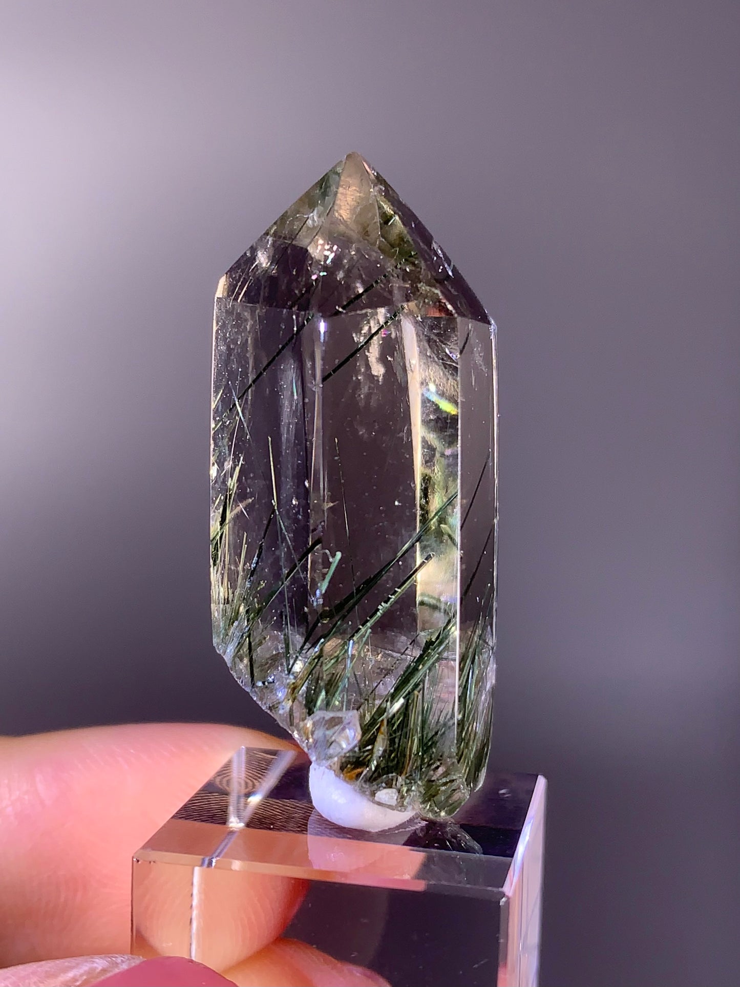 High-Quality Green Rutile Polished Point Cluster Specimen – Brazil
