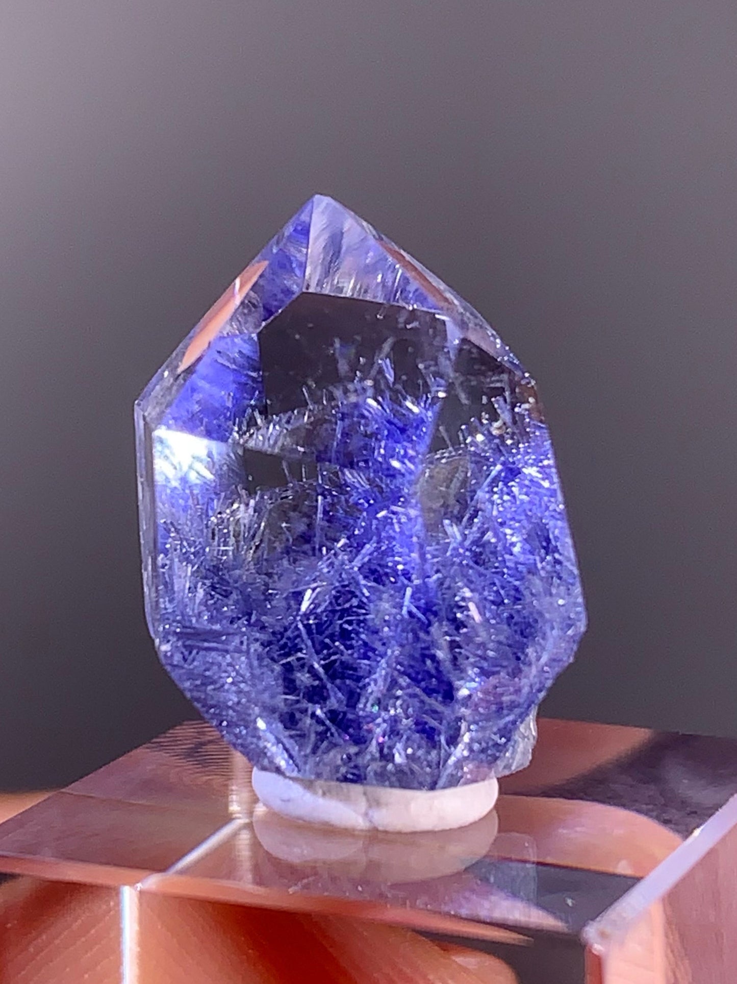 High-Quality Blue Dumortierite Quartz Tower from Brazil | Polished Crystal Point