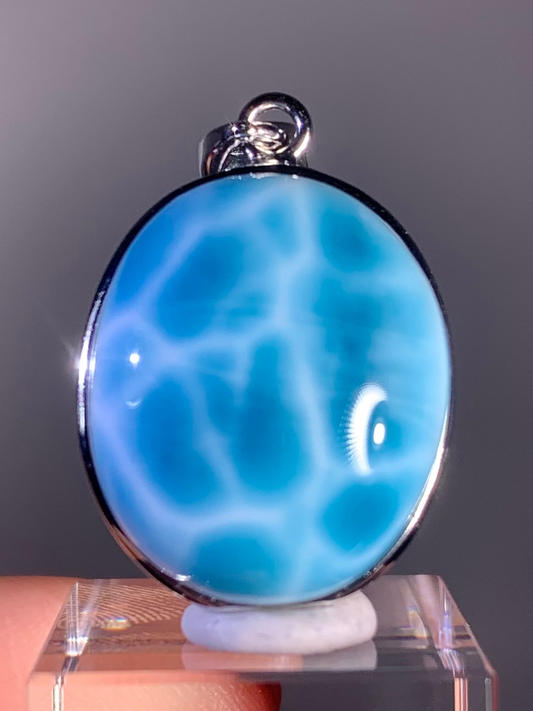Top-Quality Larimar Pendant S925 Sterling Silver | Dominican Republic Gemstone