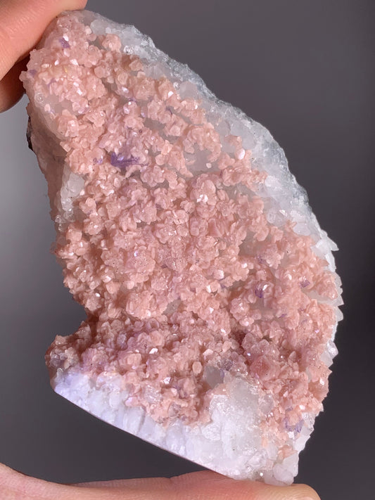 High-Quality Pink Petal Rhodochrosite with Purple Fluorite & Pyrite Sprinkles | Rare Natural Mineral Specimen