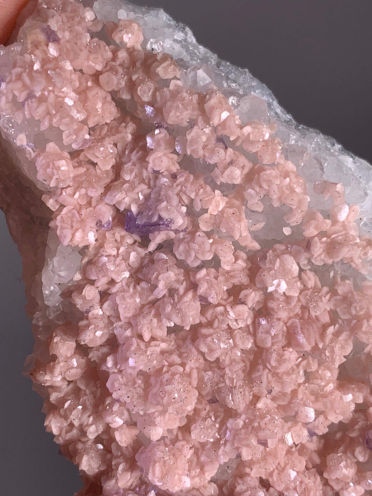 High-Quality Pink Petal Rhodochrosite with Purple Fluorite & Pyrite Sprinkles | Rare Natural Mineral Specimen