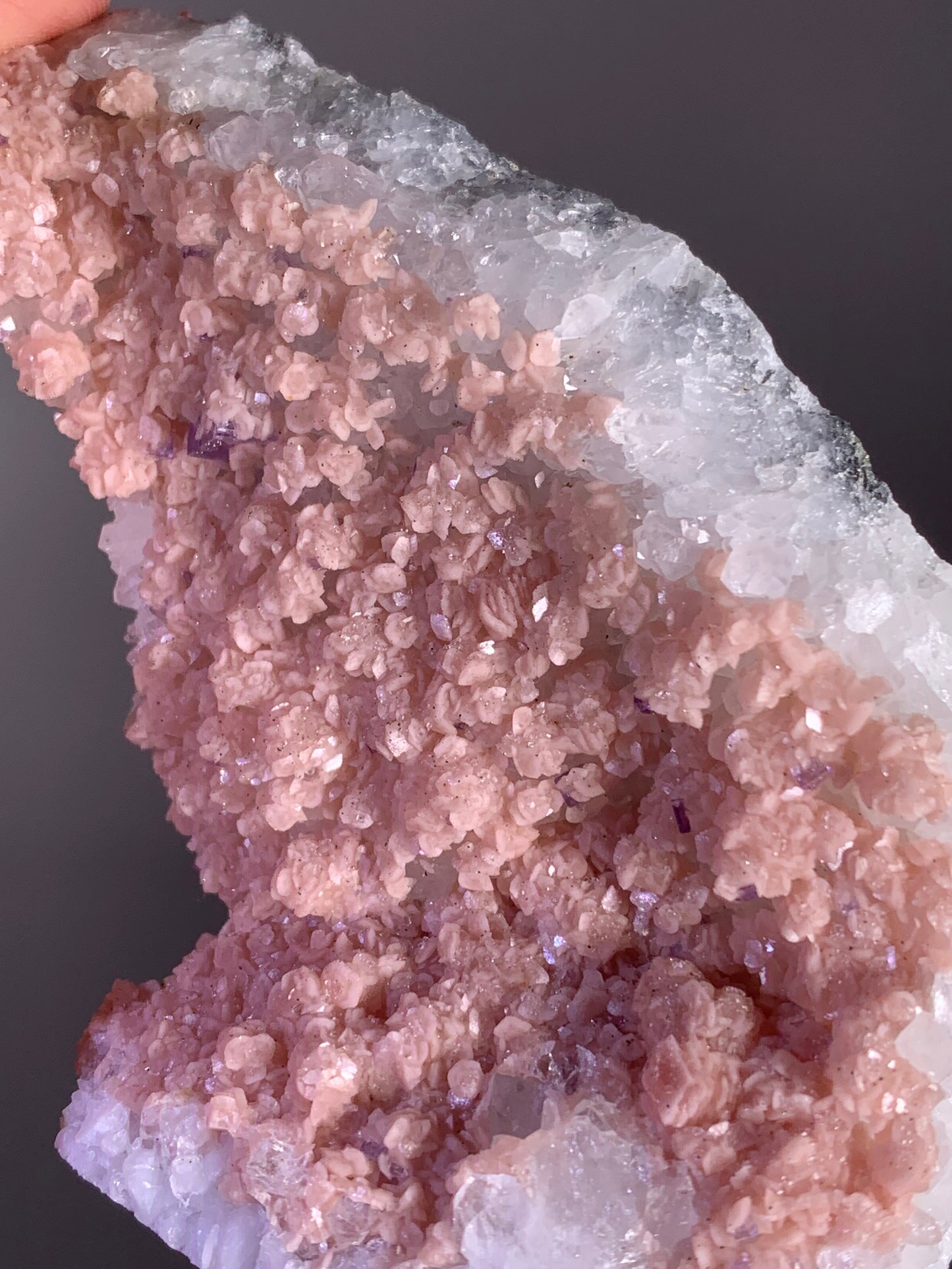 High-Quality Pink Petal Rhodochrosite with Purple Fluorite & Pyrite Sprinkles | Rare Natural Mineral Specimen