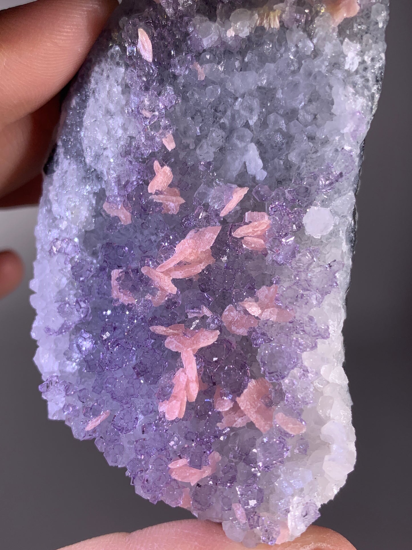 High-Quality Pink Petal Rhodochrosite with Purple Fluorite | Rare Natural Mineral Specimen
