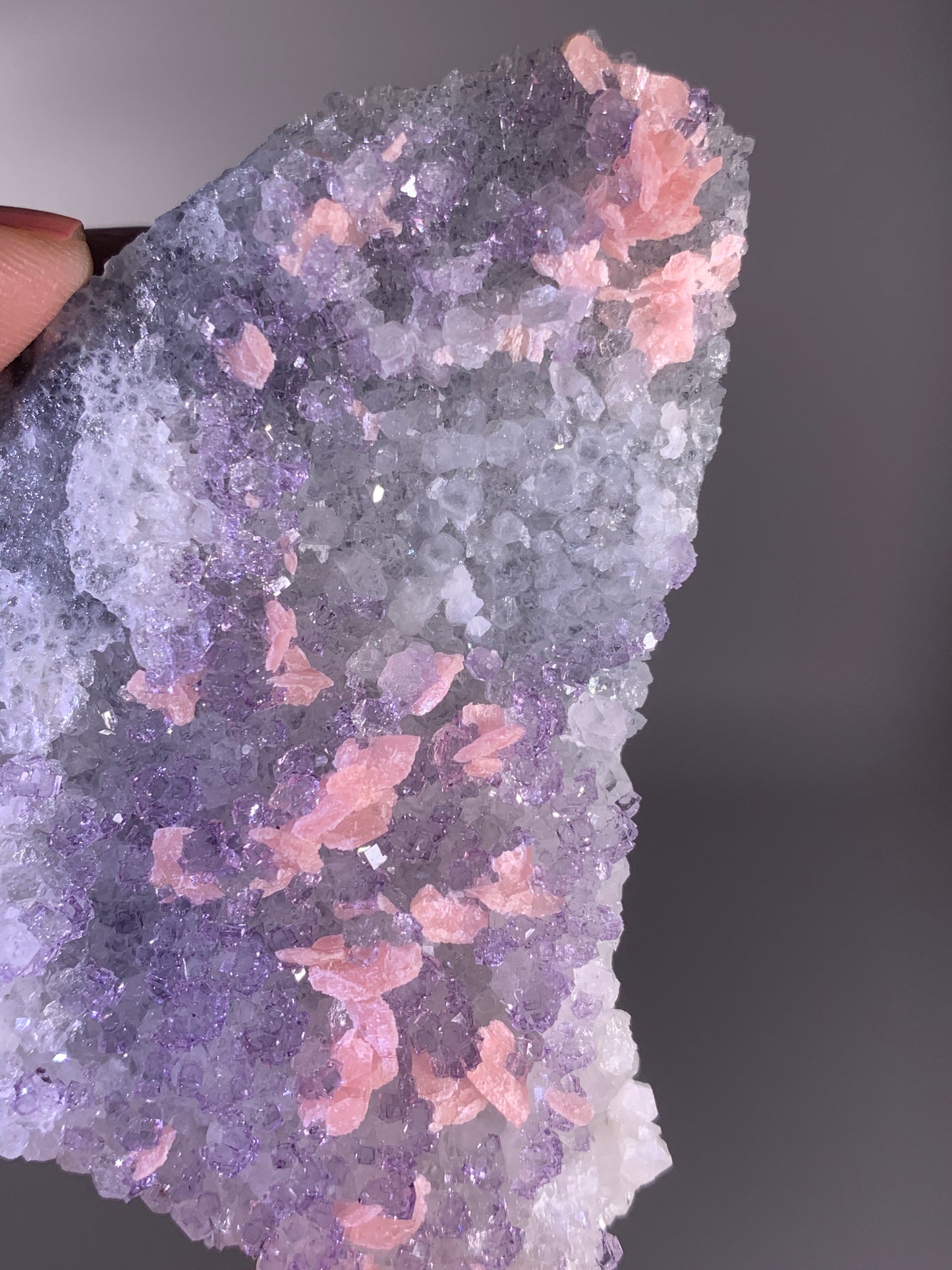 High-Quality Pink Petal Rhodochrosite with Purple Fluorite | Rare Natural Mineral Specimen
