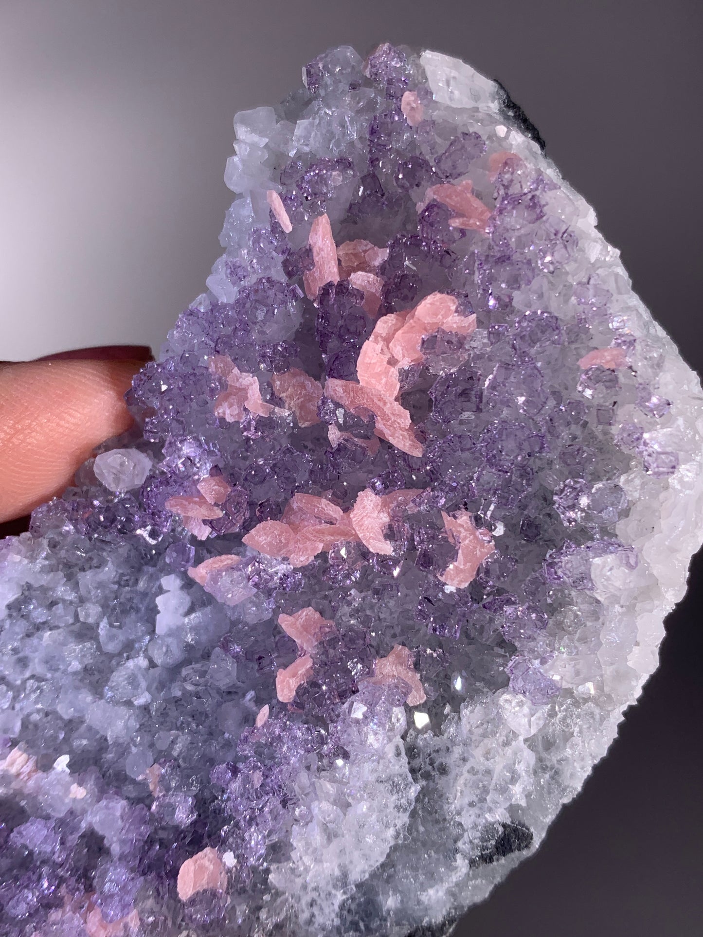 High-Quality Pink Petal Rhodochrosite with Purple Fluorite | Rare Natural Mineral Specimen