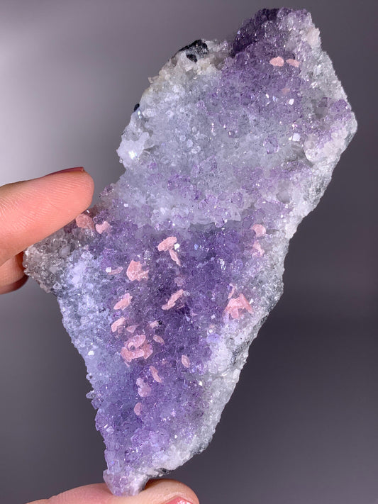 High-Quality Pink Petal Rhodochrosite with Purple Fluorite | Rare Natural Mineral Specimen
