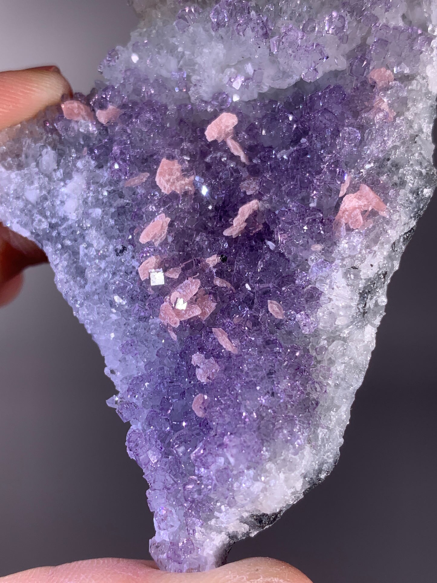 High-Quality Pink Petal Rhodochrosite with Purple Fluorite | Rare Natural Mineral Specimen