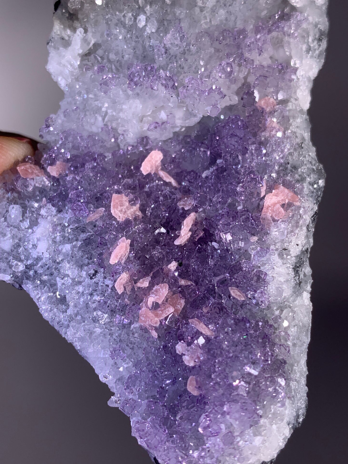 High-Quality Pink Petal Rhodochrosite with Purple Fluorite | Rare Natural Mineral Specimen