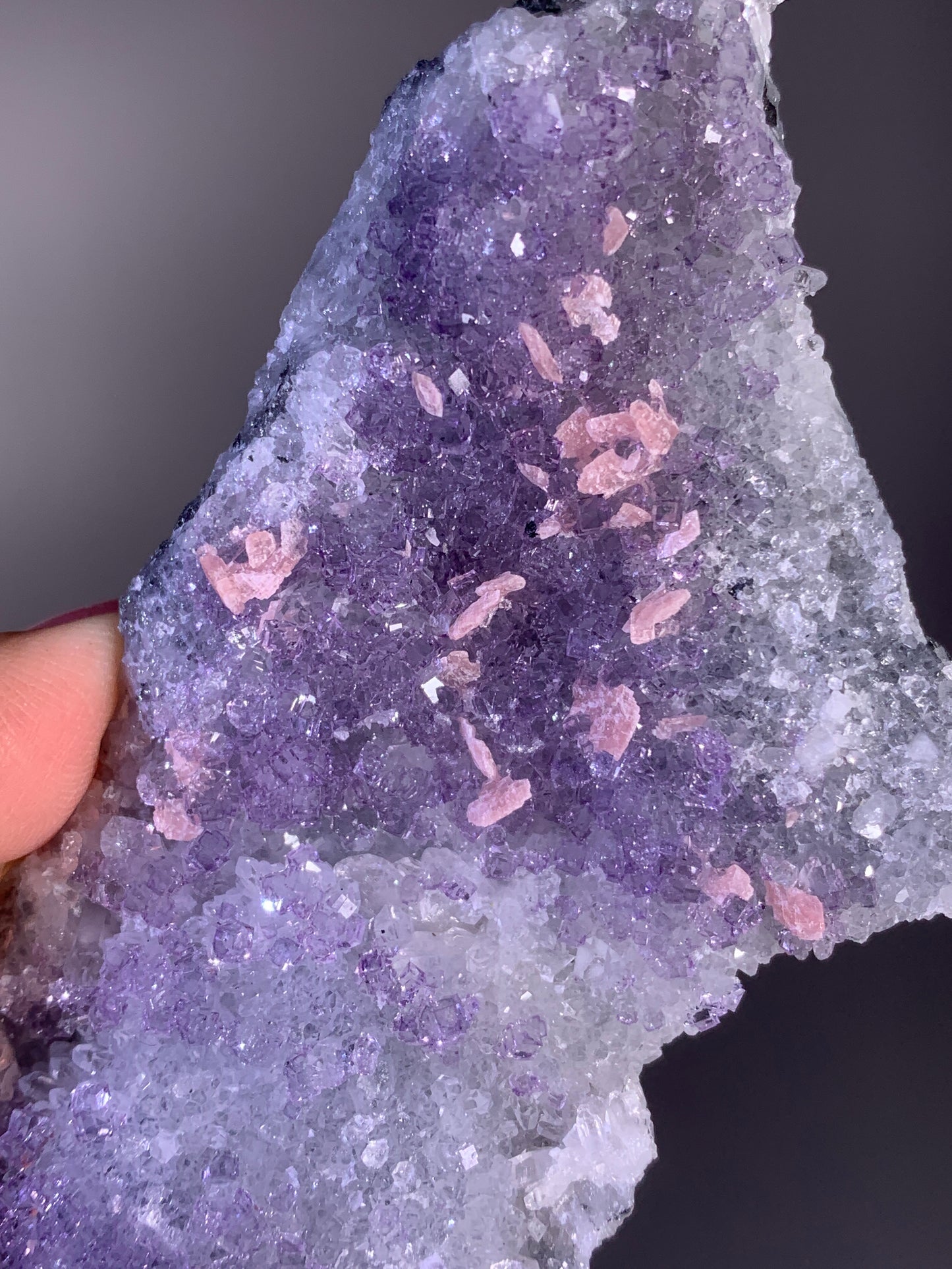 High-Quality Pink Petal Rhodochrosite with Purple Fluorite | Rare Natural Mineral Specimen