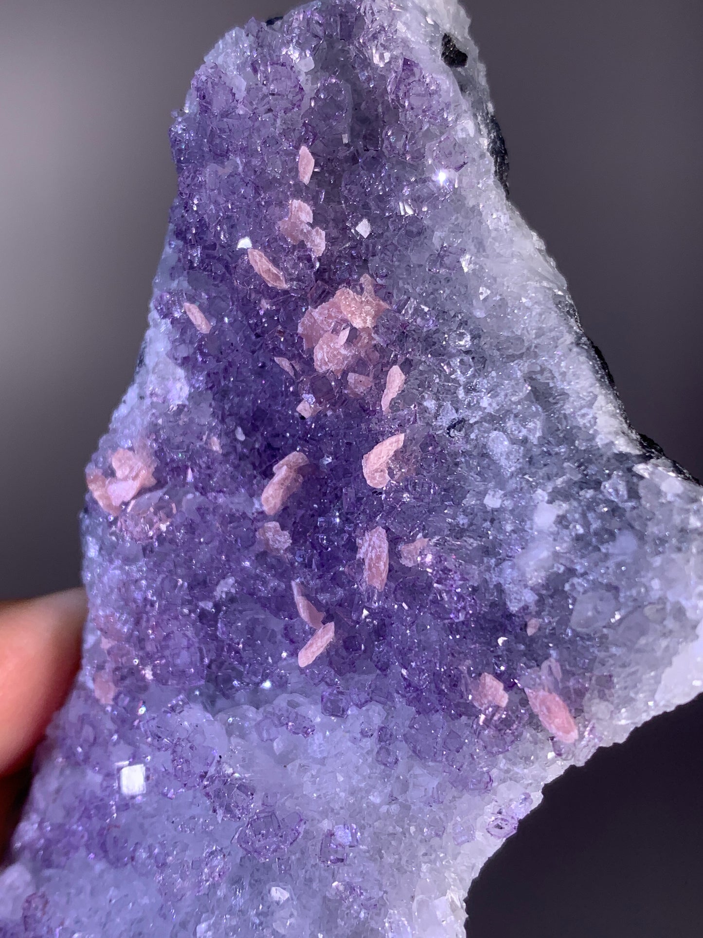 High-Quality Pink Petal Rhodochrosite with Purple Fluorite | Rare Natural Mineral Specimen
