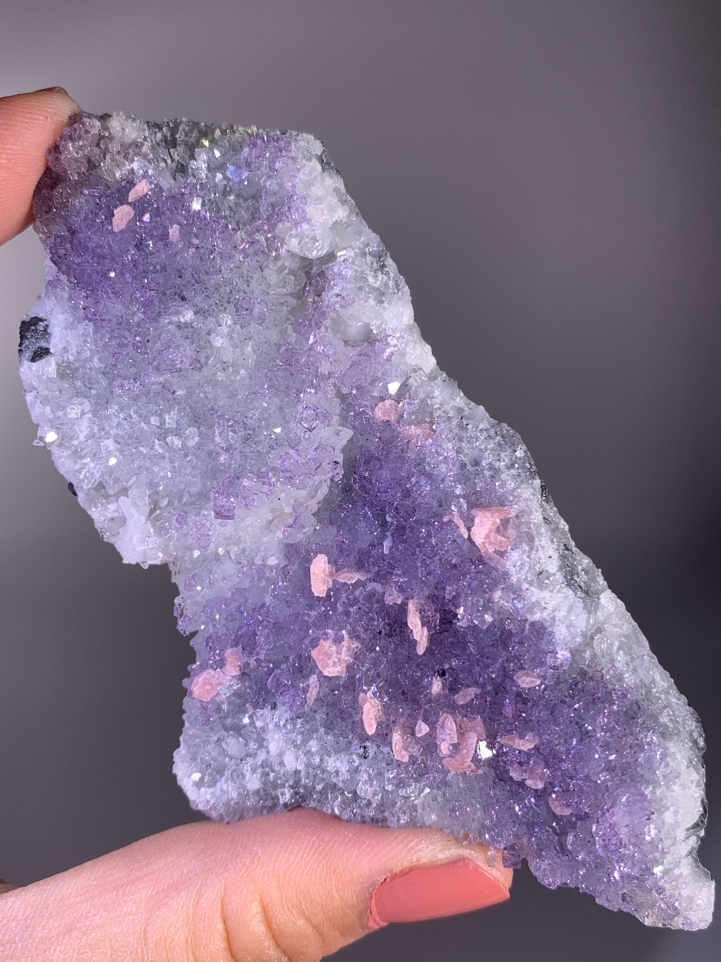 High-Quality Pink Petal Rhodochrosite with Purple Fluorite | Rare Natural Mineral Specimen
