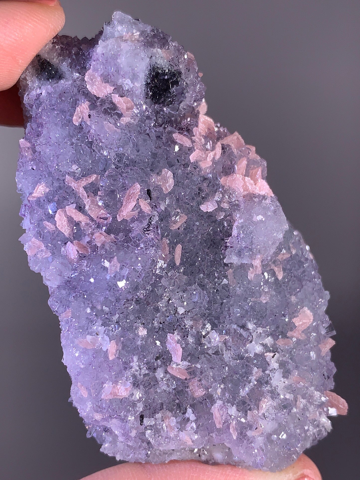 High-Quality Pink Petal Rhodochrosite with Purple Fluorite | Rare Natural Mineral Specimen
