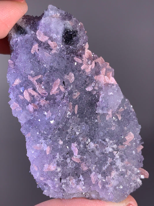 High-Quality Pink Petal Rhodochrosite with Purple Fluorite | Rare Natural Mineral Specimen