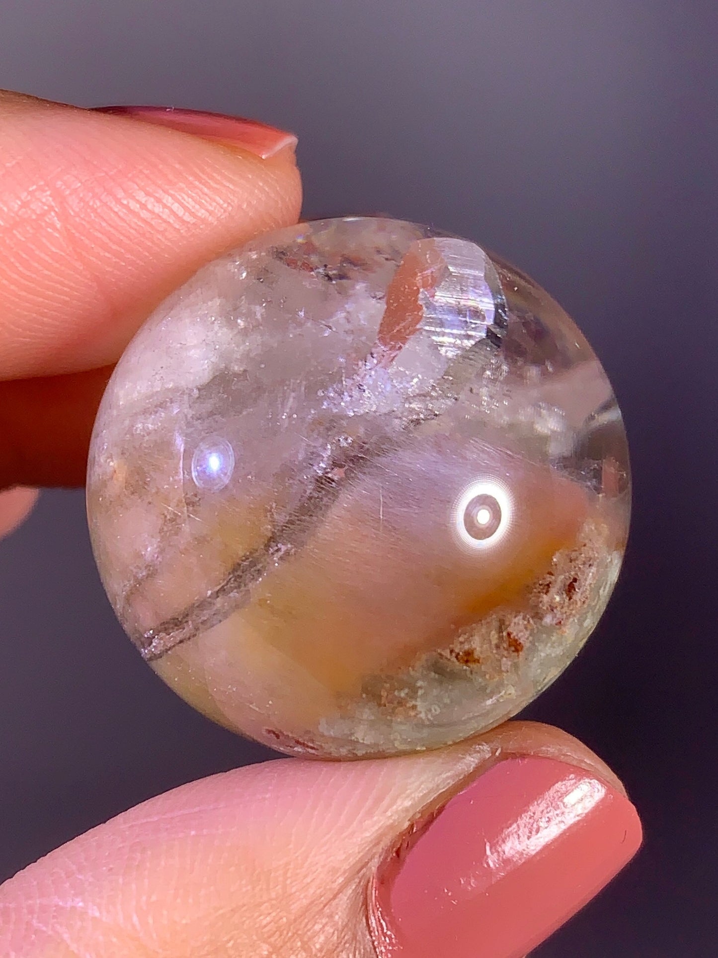 Colorful Amphibole & Garden Quartz Sphere with Inner Quartz Cluster & Rainbow from Congo | Collector Crystal