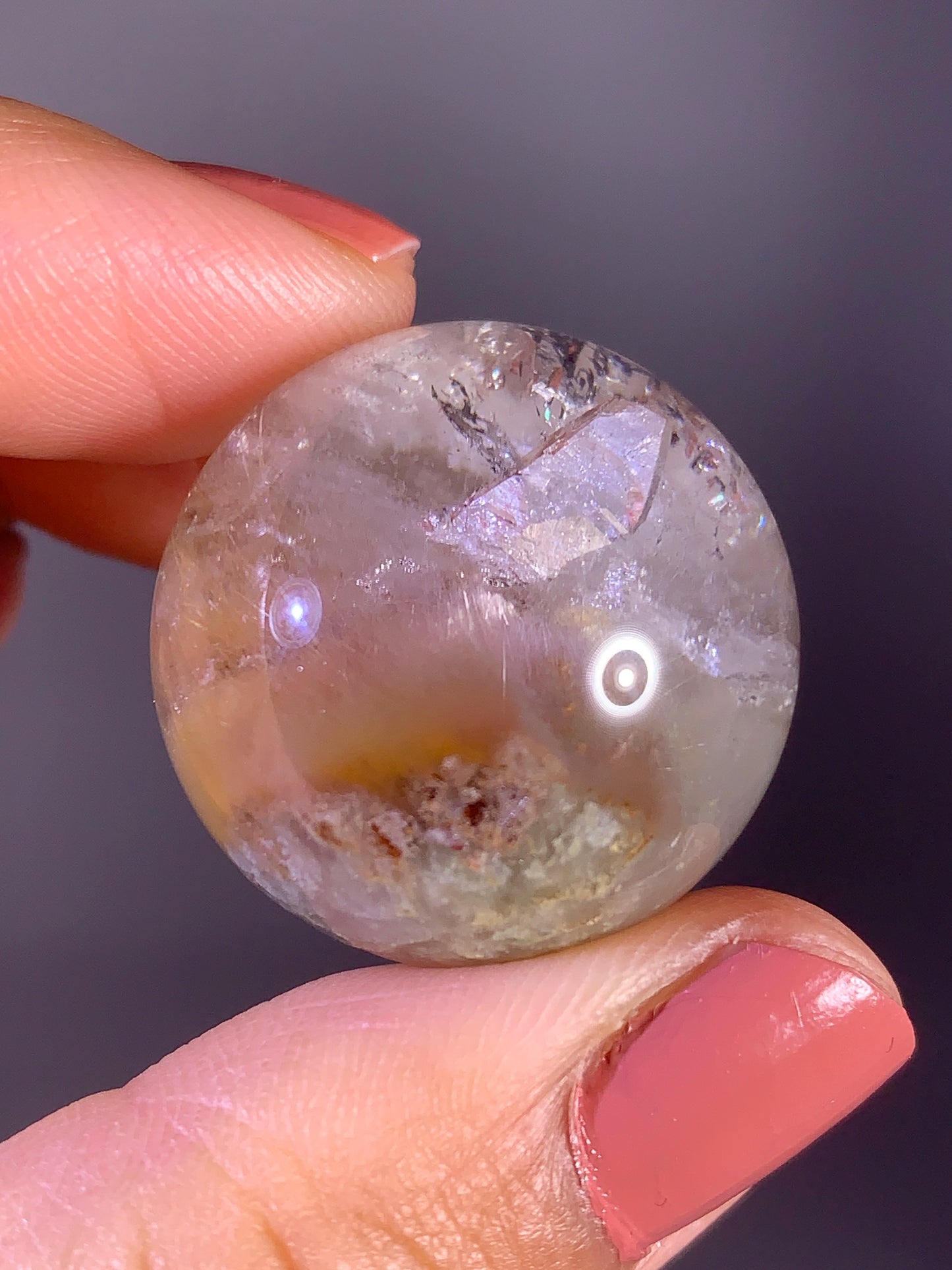 Colorful Amphibole & Garden Quartz Sphere with Inner Quartz Cluster & Rainbow from Congo | Collector Crystal