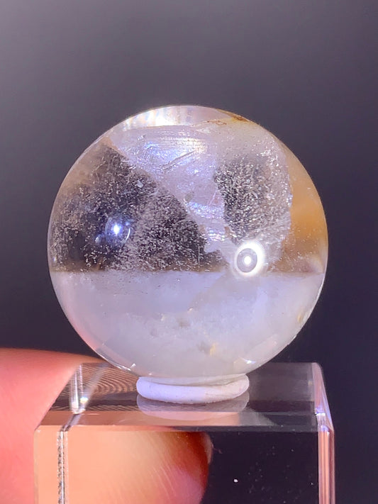 White Garden Quartz Sphere with Inner Quartz and Striations from Zambia | Collector Crystal