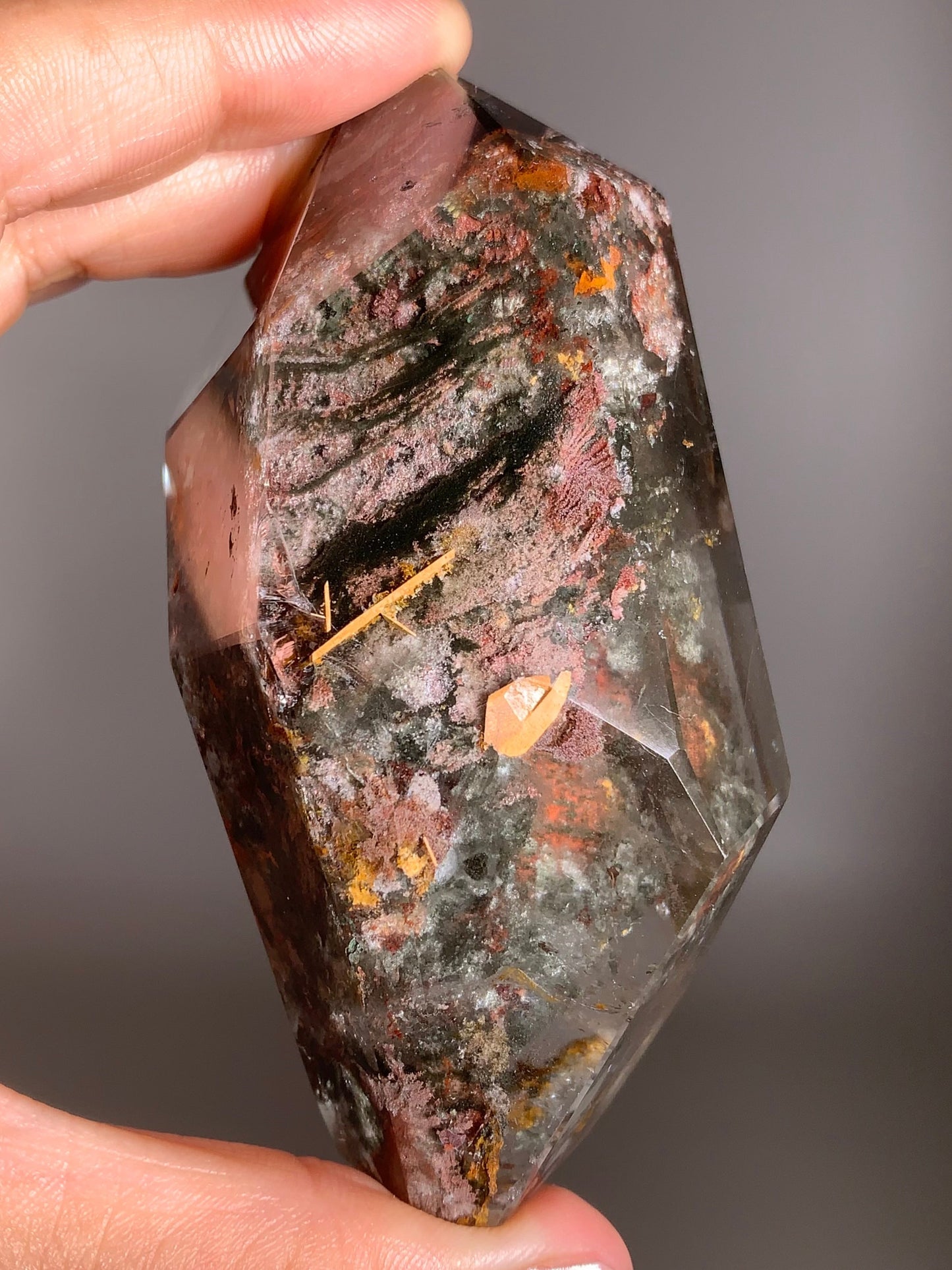 Large Scenic Colorful Garden Quartz With Mica Inclusion Polished Freeform Zambia