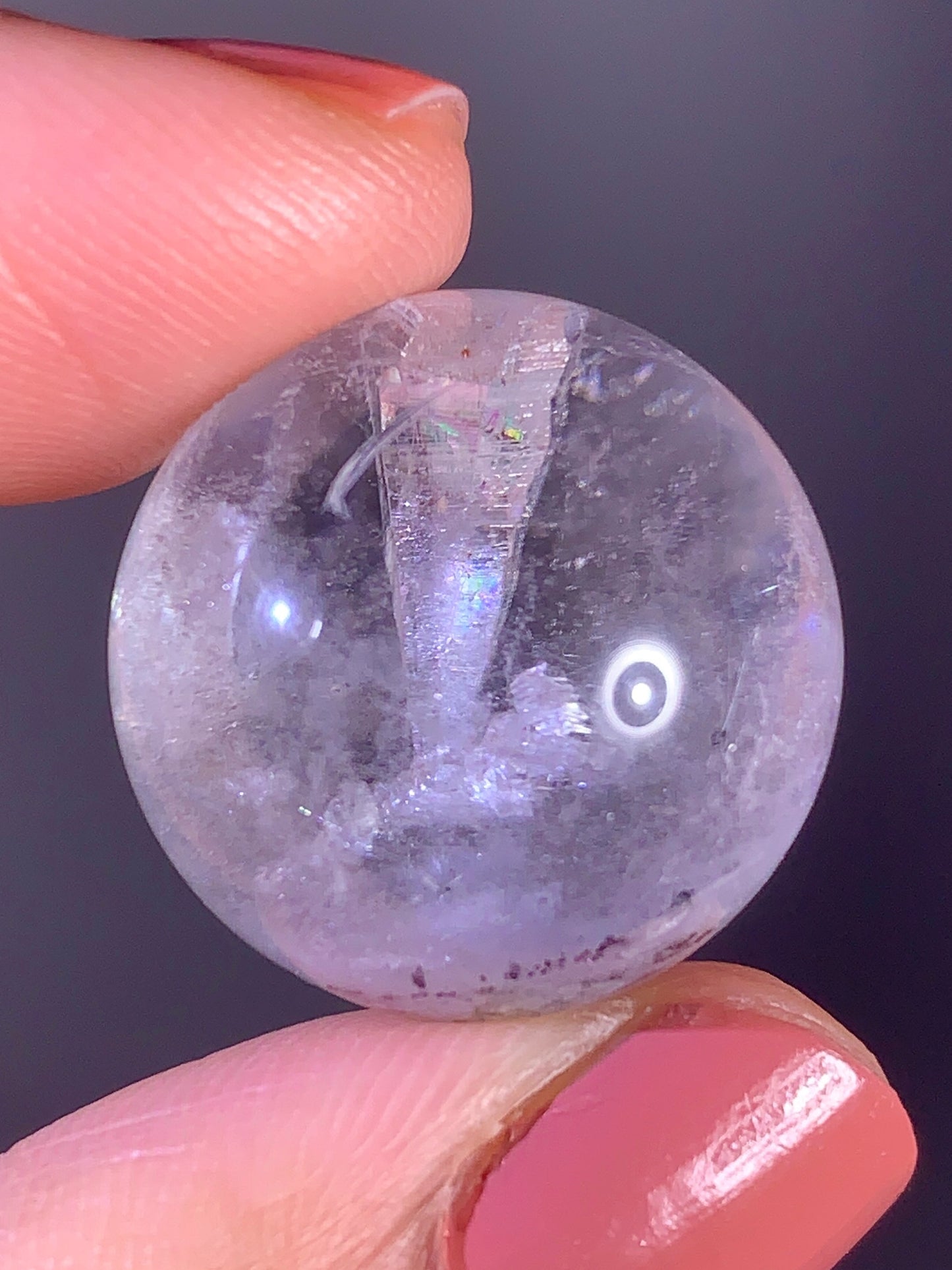Quartz in Quartz Sphere with Striations & Natural Rainbow from Zambia | Collector Crystal