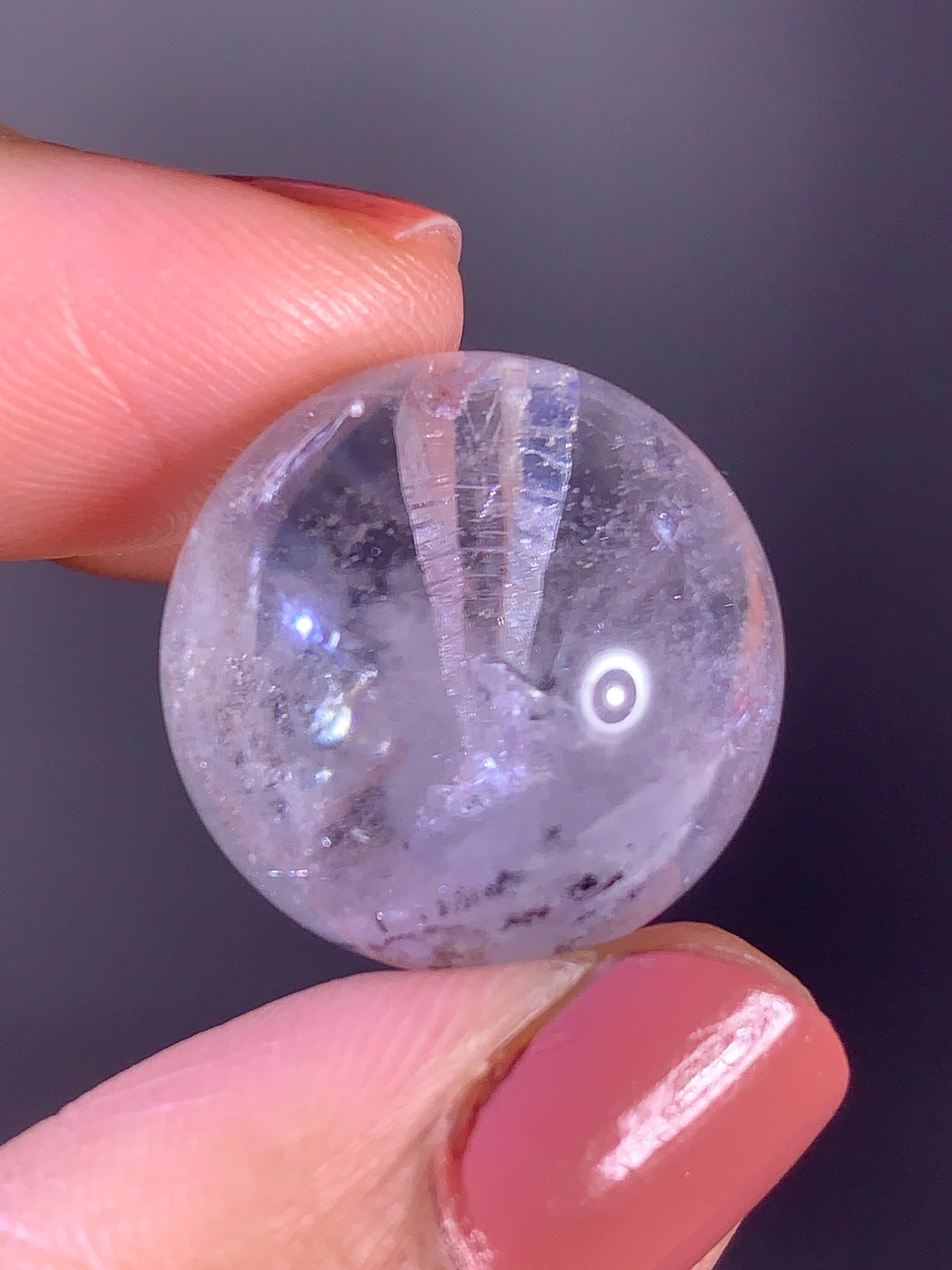 Quartz in Quartz Sphere with Striations & Natural Rainbow from Zambia | Collector Crystal