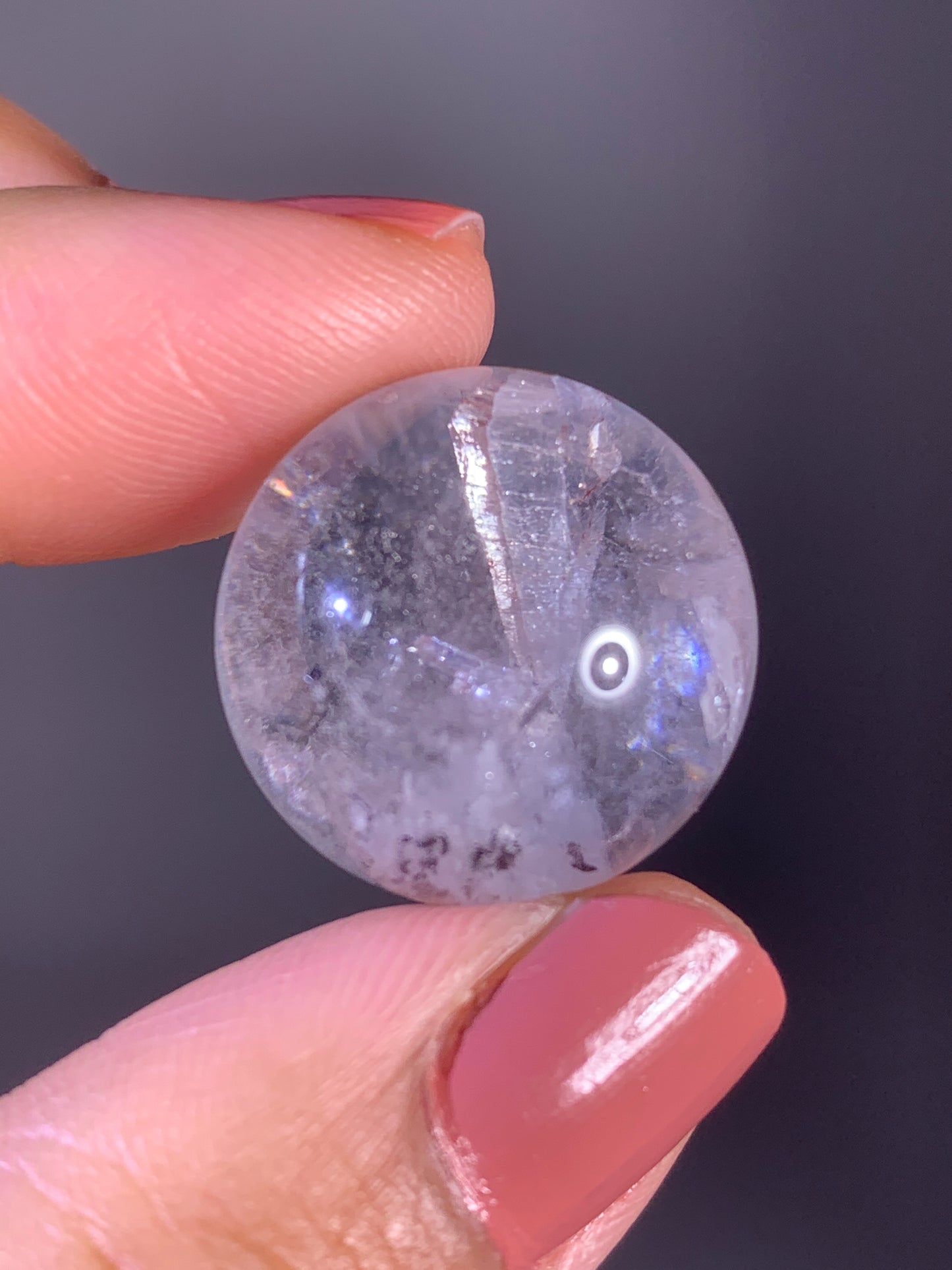 Quartz in Quartz Sphere with Striations & Natural Rainbow from Zambia | Collector Crystal