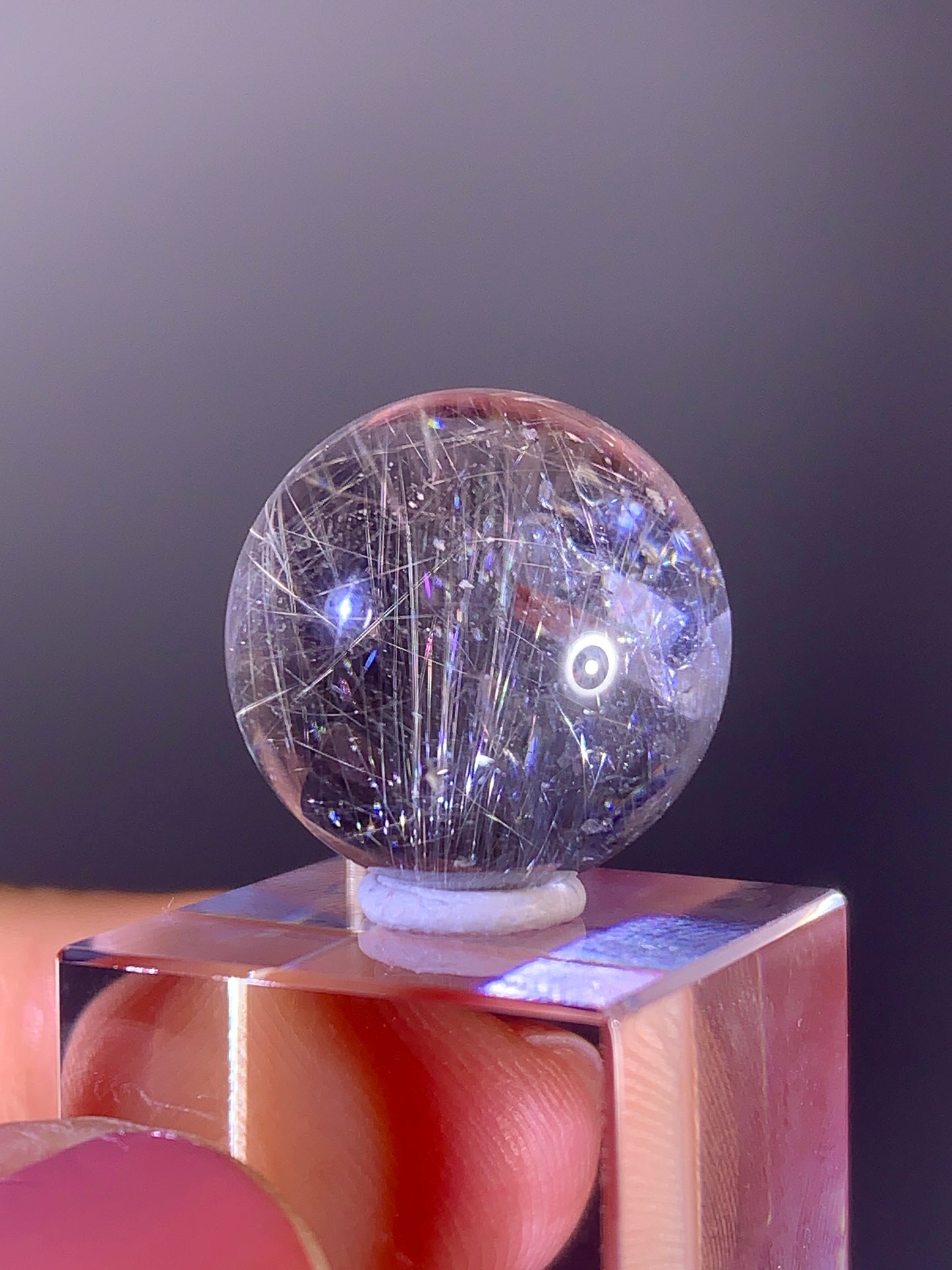 Collector’s Double Terminated Quartz in Quartz with Silver Rutile Sphere from Brazil